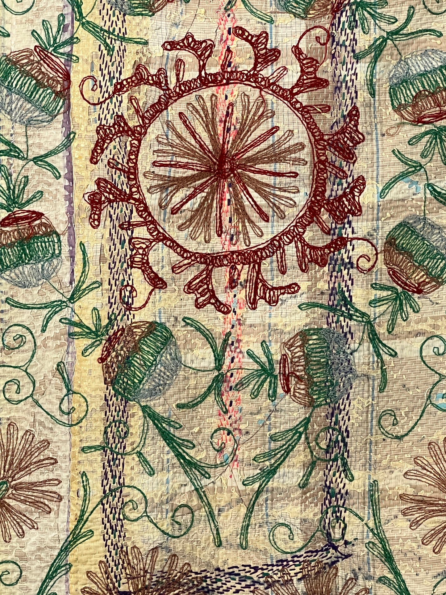 Vintage Kantha Suzani Quilt