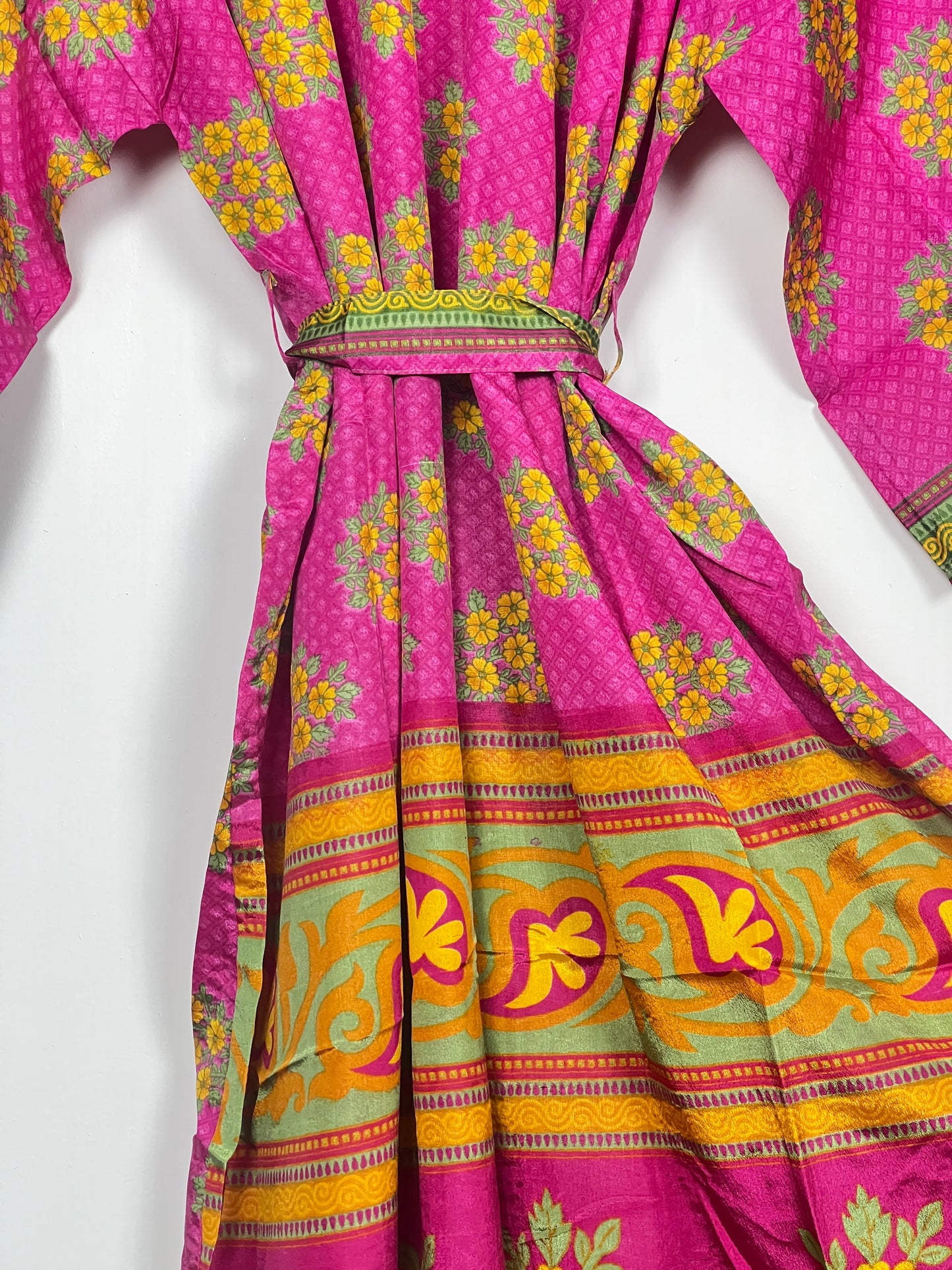 Vintage Saree Silk Kimono / Duster - Long - Wider Unisex Fit