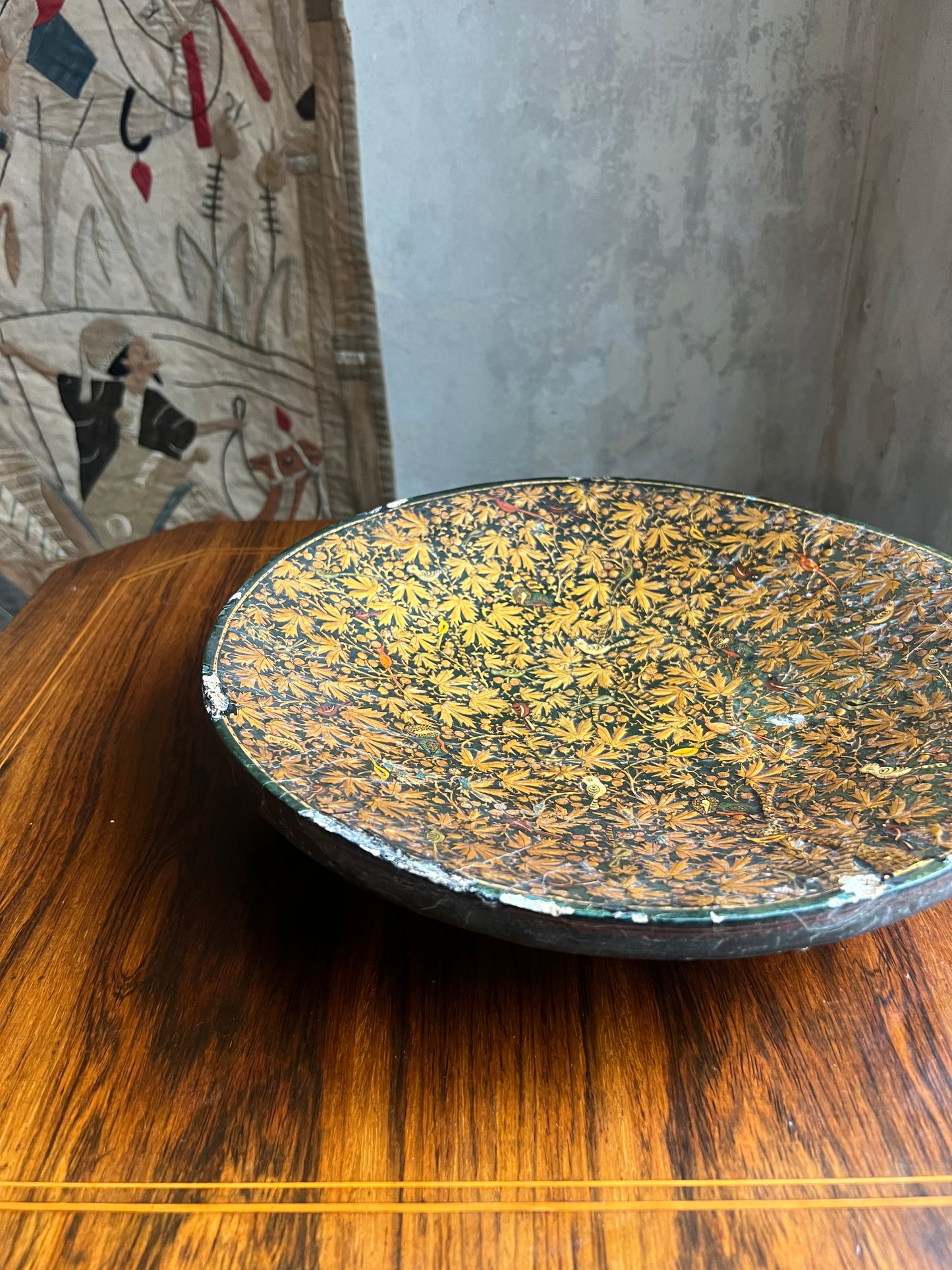 Late 19thC Kashmiri Papier-Mache Footed Dish