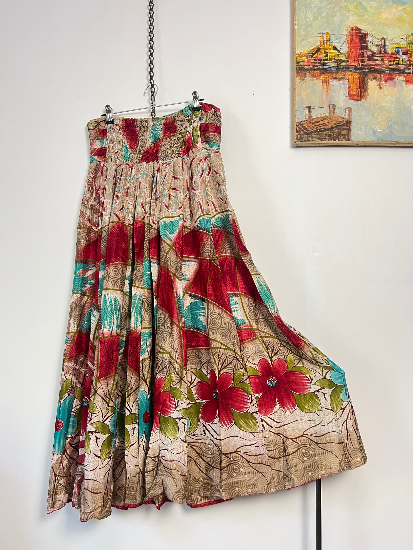 Vintage Saree Silk Pleated Skirt