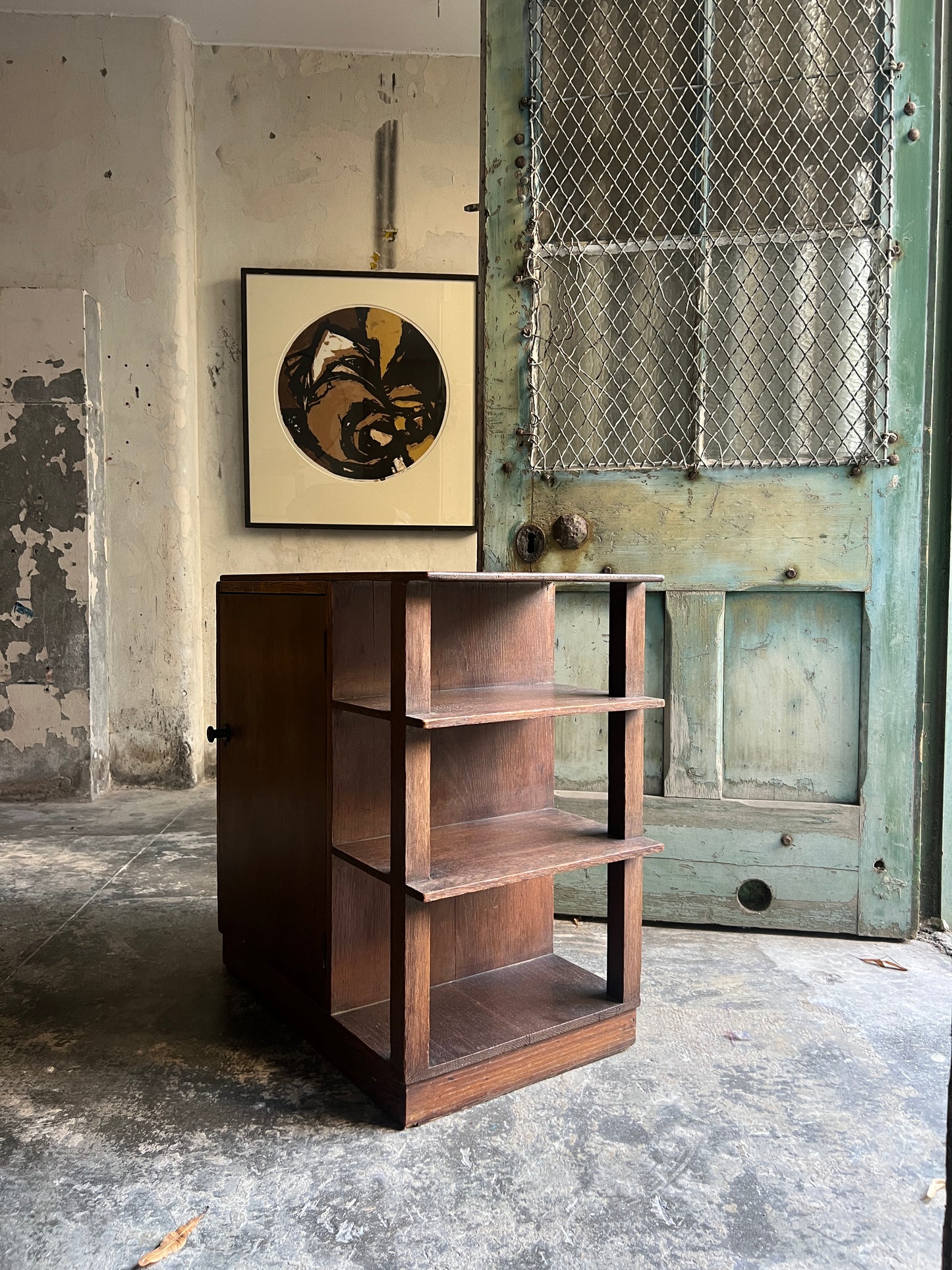 English Three Sided Modernist Compact Bookcase ~ 1930’s