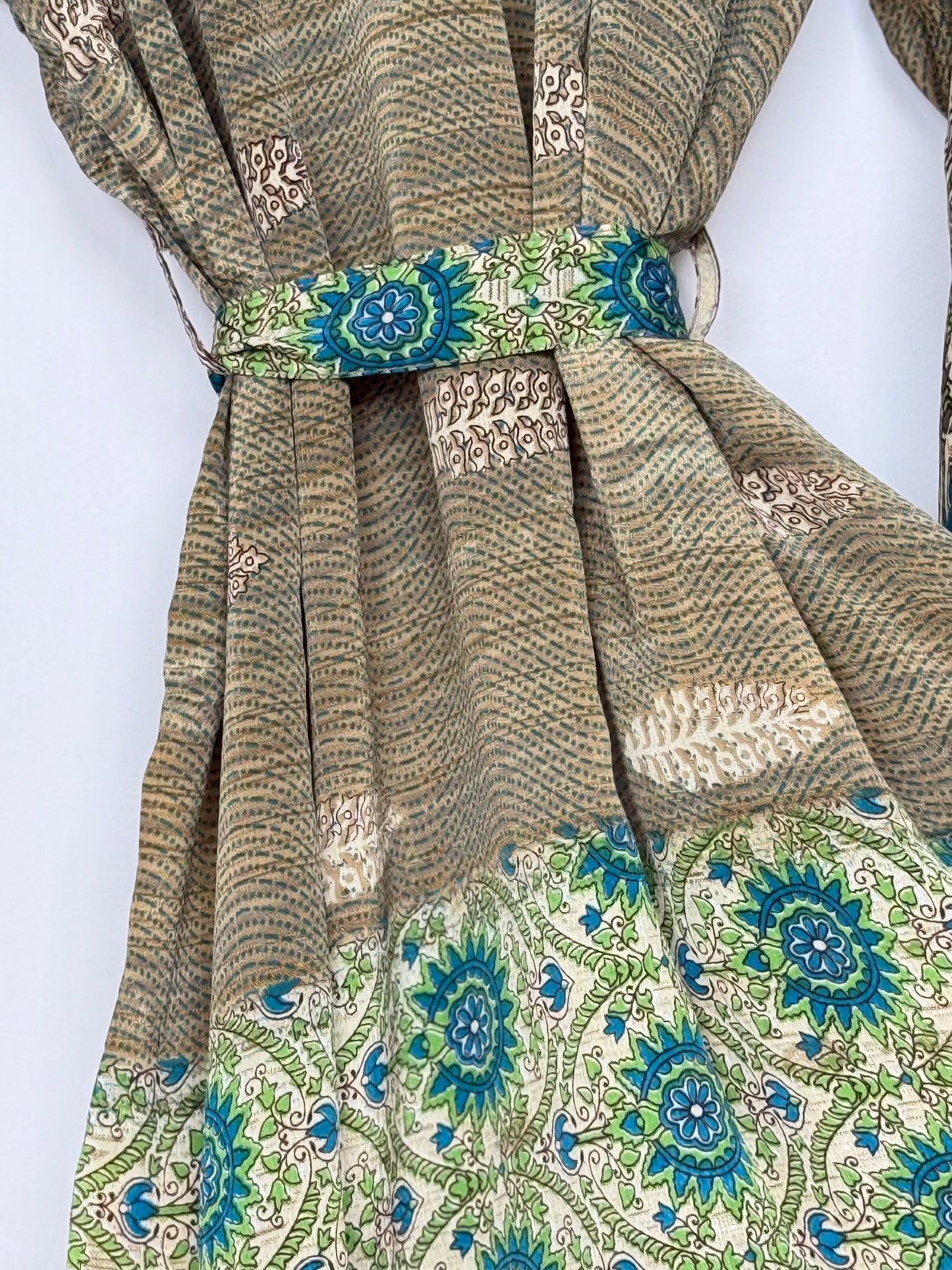 Vintage Saree Silk Kimono / Duster - Long