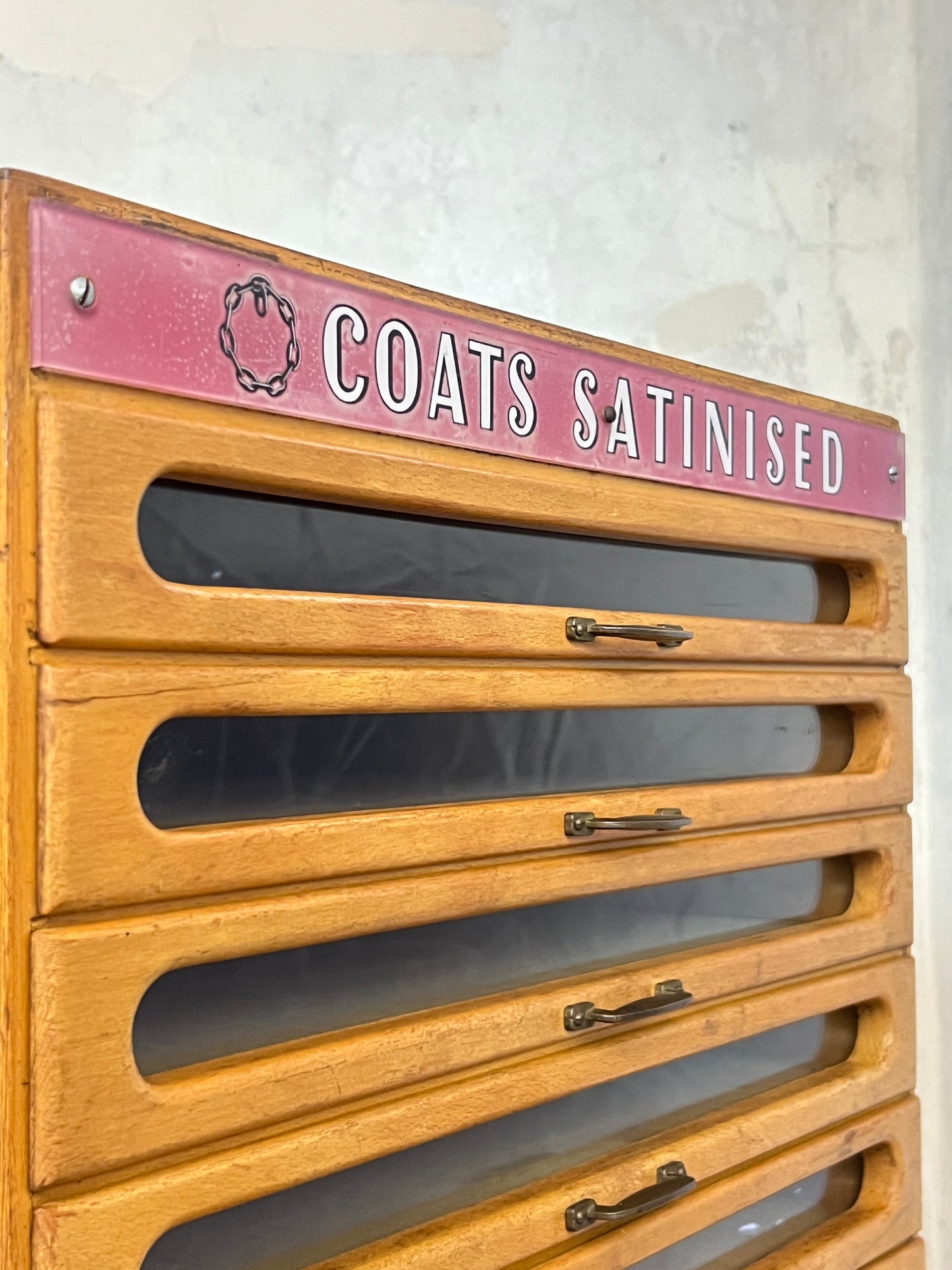 Coats Satinised Haberdashery Shop Counter Display Drawers