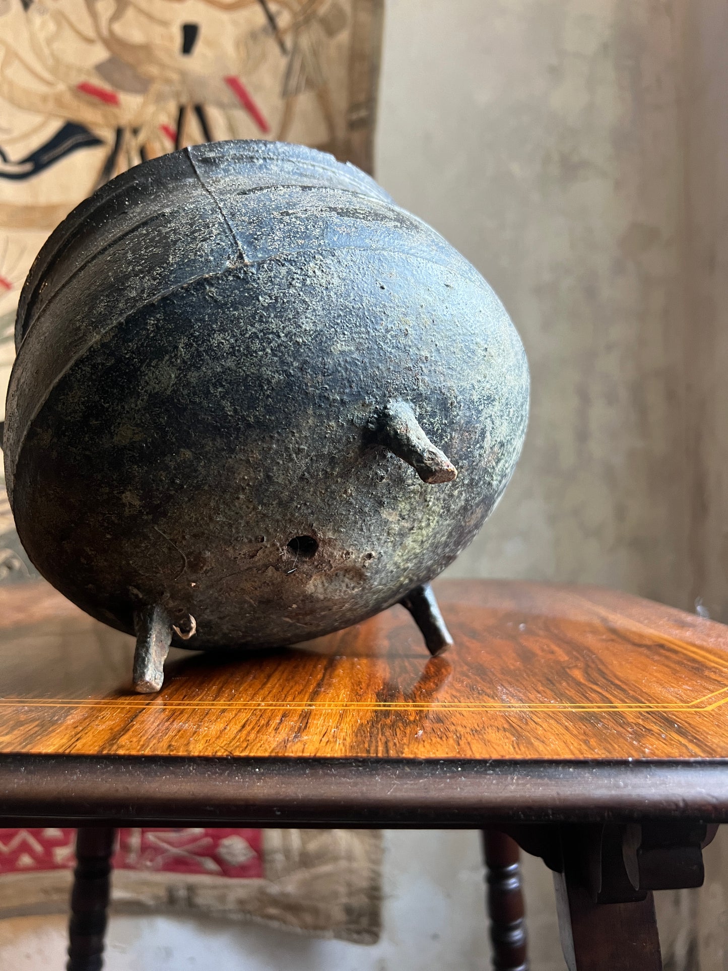 A Diminutive Vernacular Cast Iron Cauldron ~ 19thC Scottish