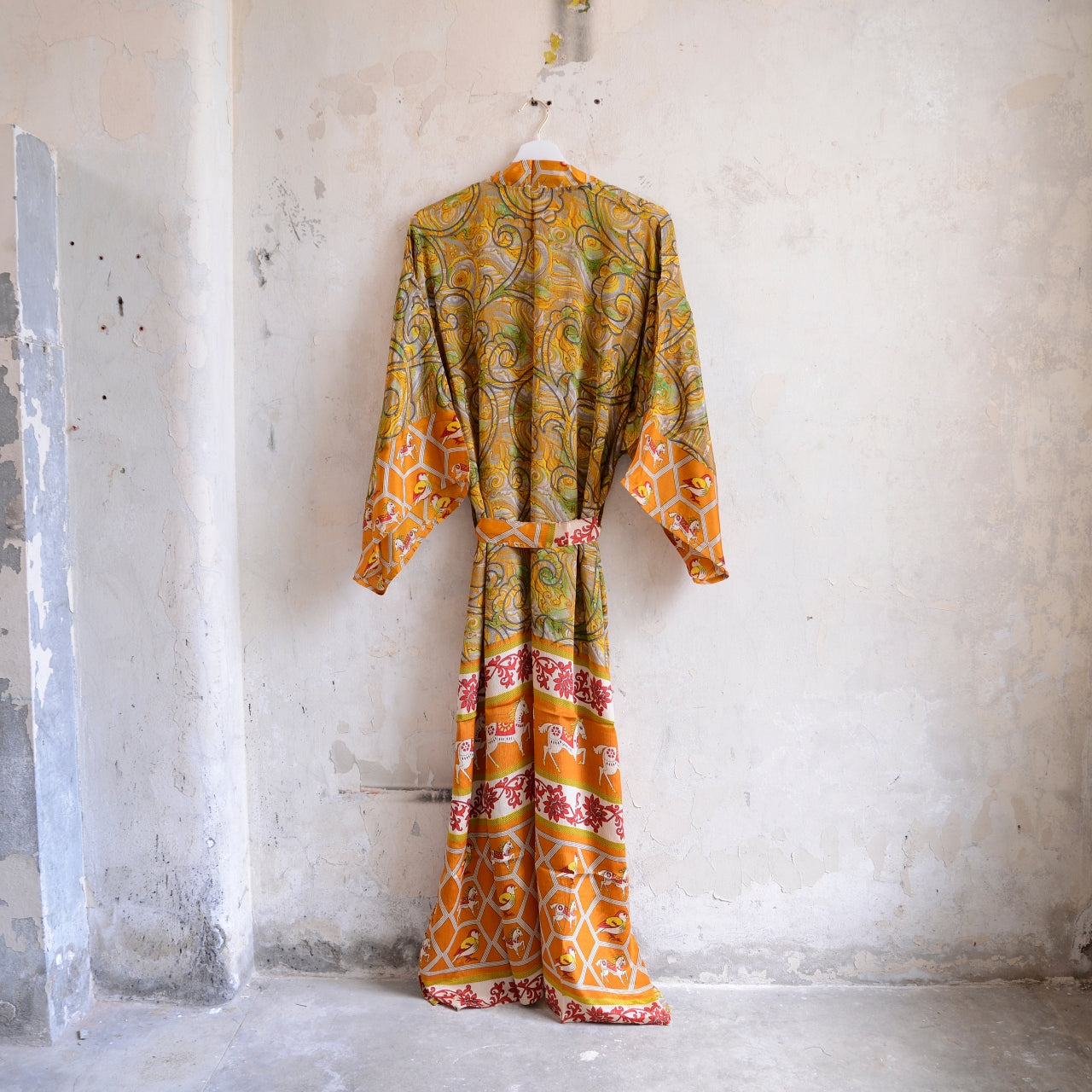 Vintage Saree Silk Kimono / Duster - Long