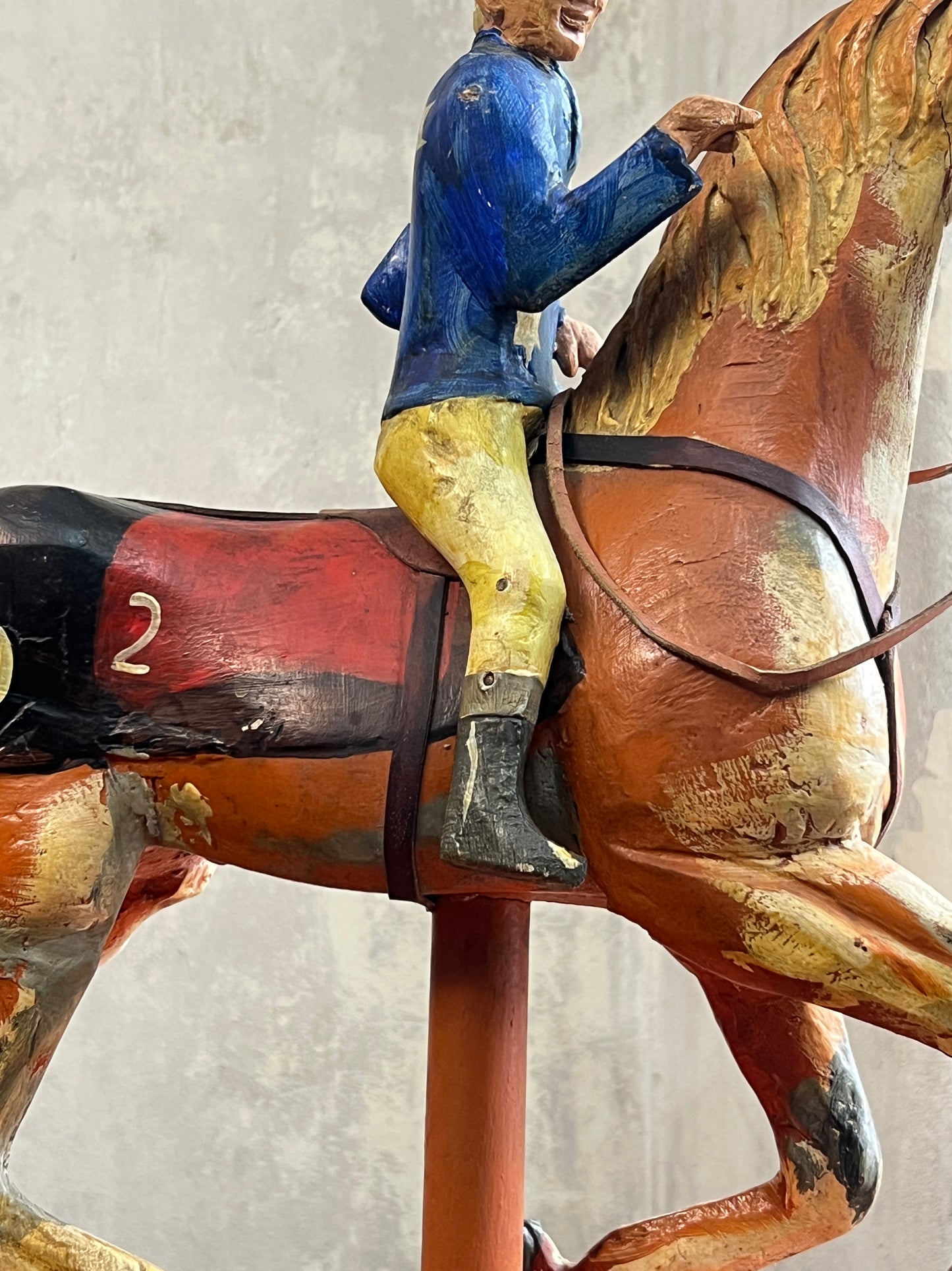 Wooden Fairground Racehorse & Jockey - Provenance Cottle's Circus
