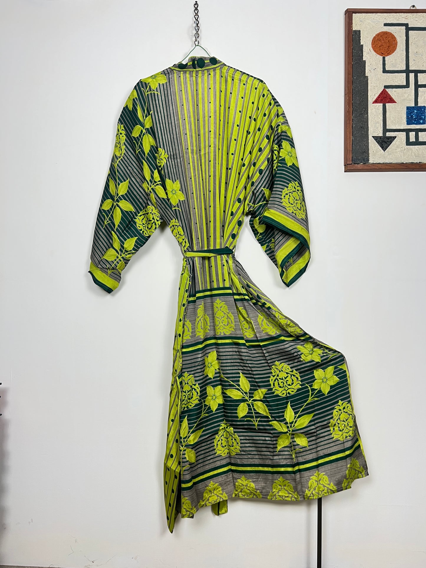 Vintage Saree Silk Kimono / Duster - Long - Wider Unisex Fit