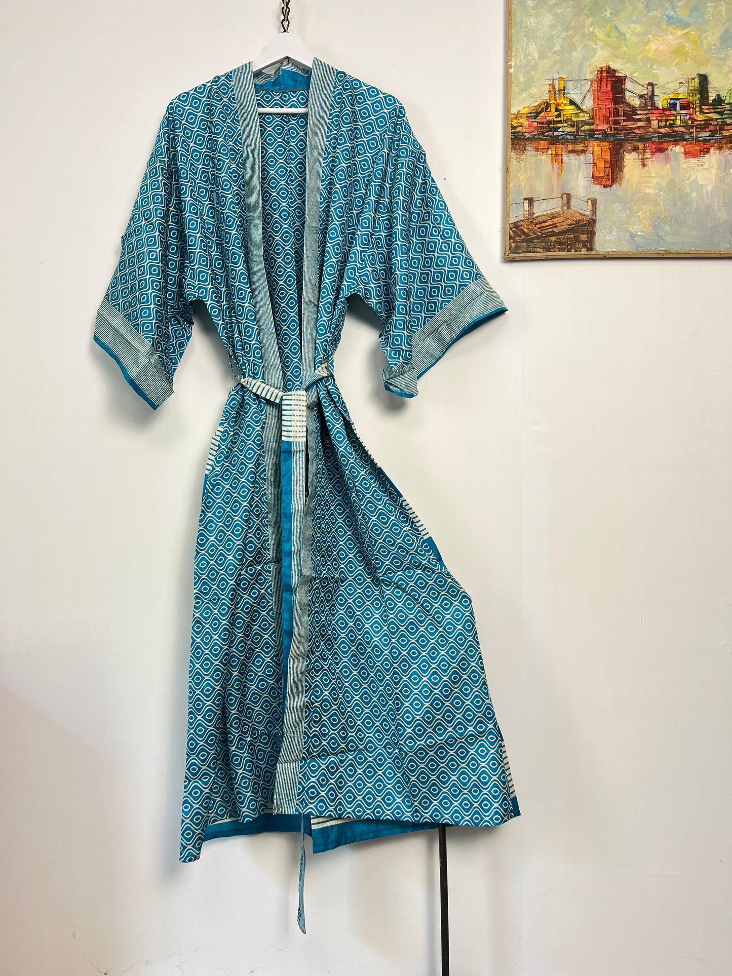 Vintage Saree Silk Kimono / Duster - Long
