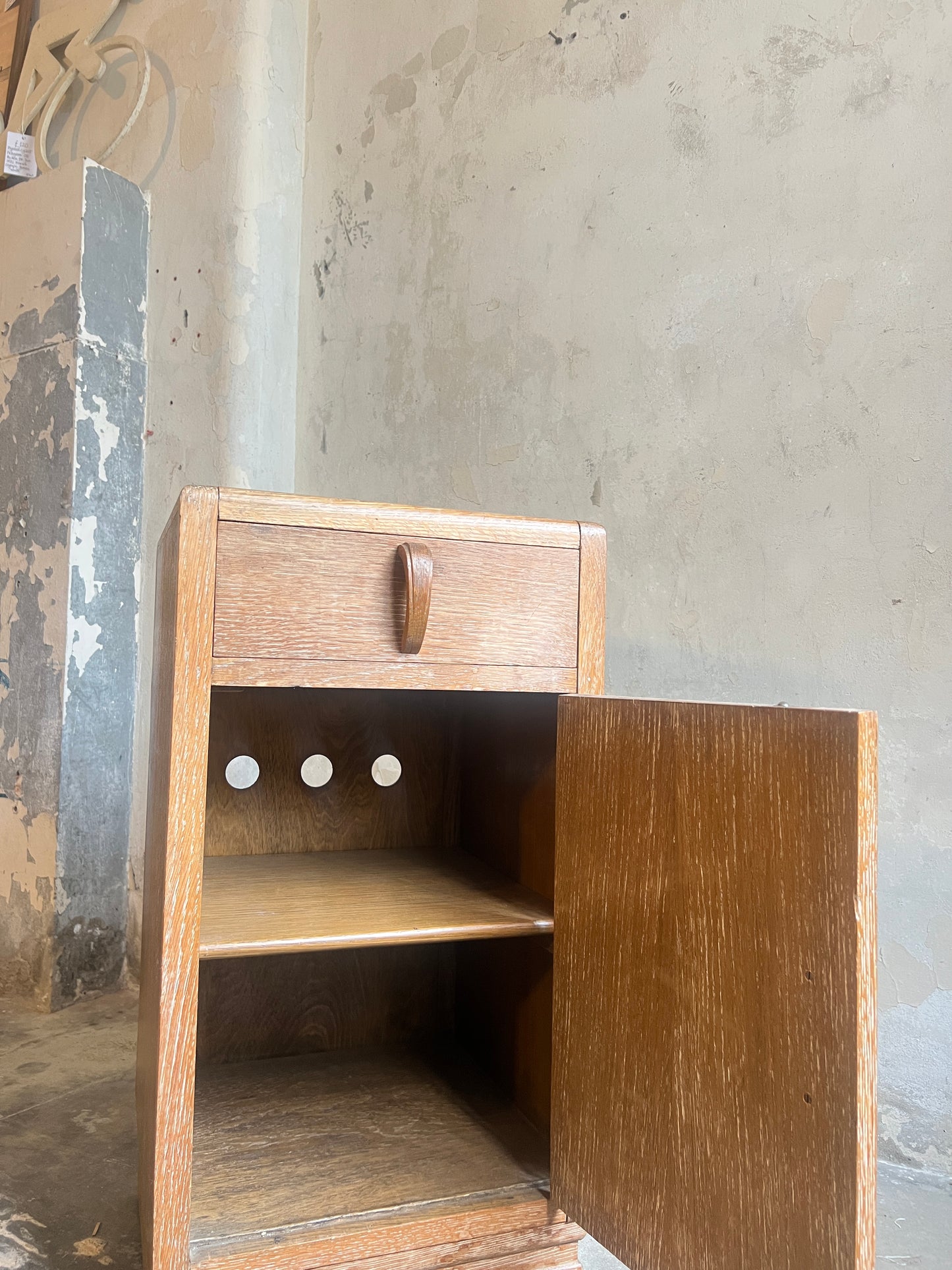 1930’s Limed Oak Bedside Cabinet