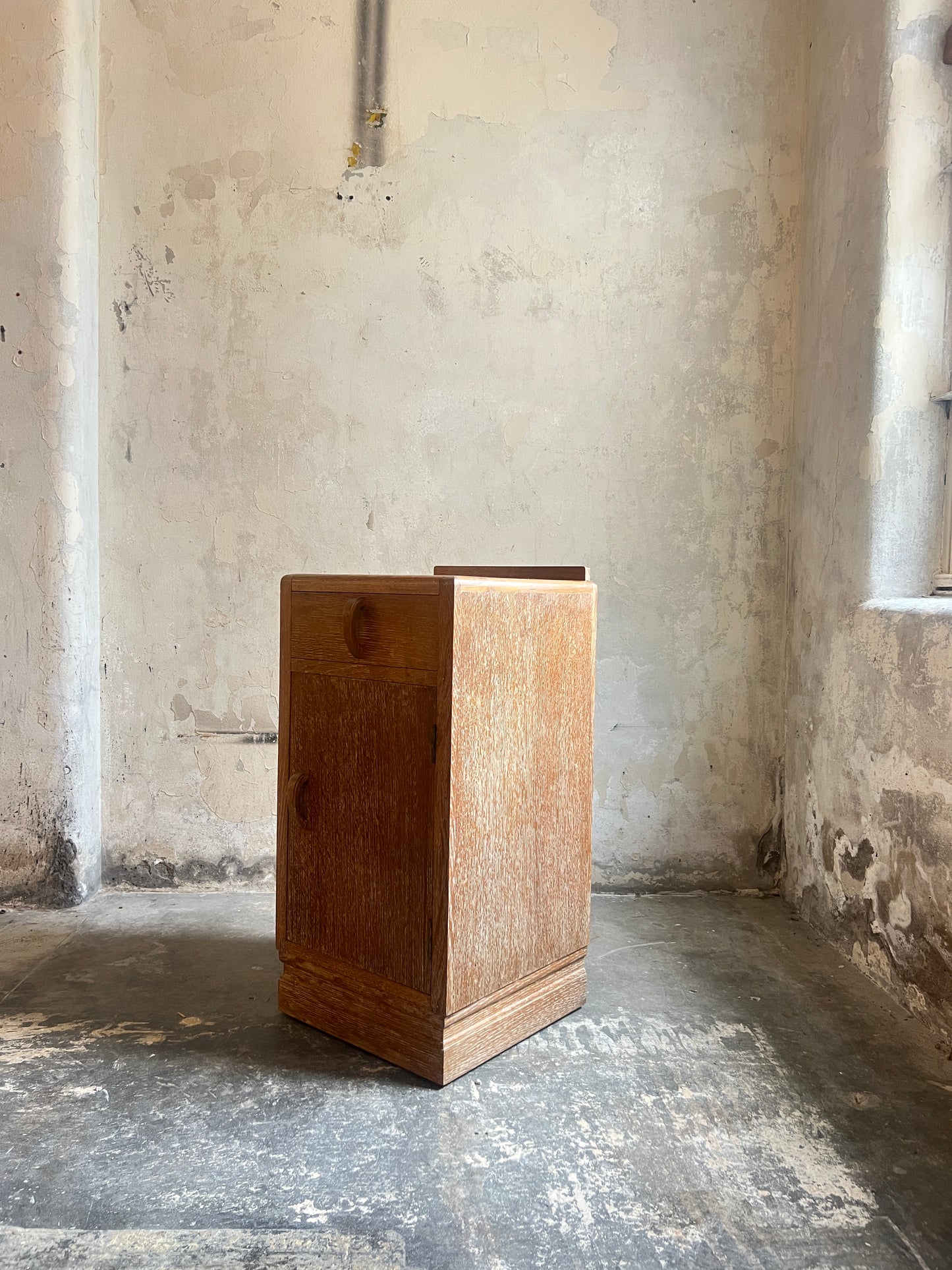 1930’s Limed Oak Bedside Cabinet