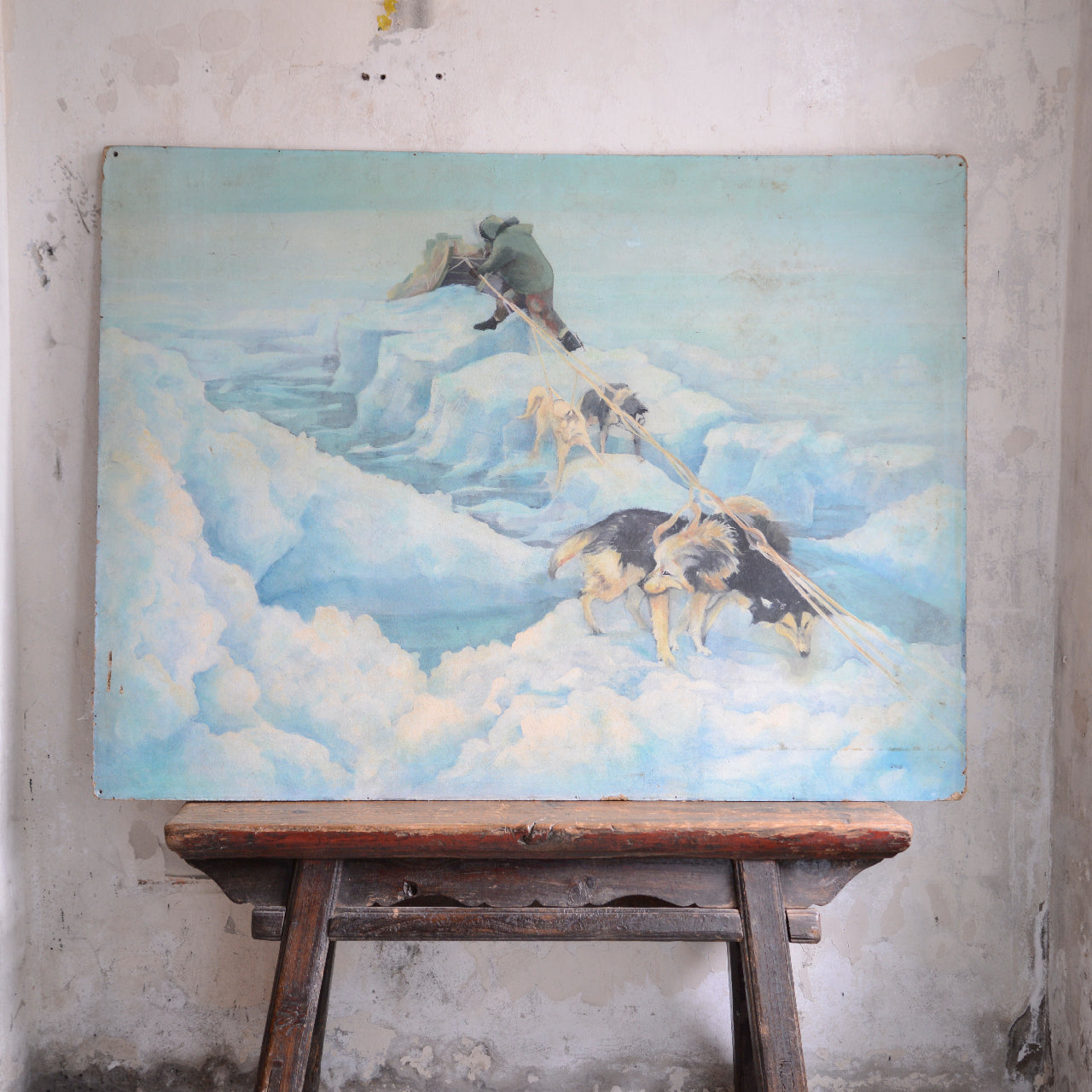 Triptych Of Polar Exploration Scenes / J Mills , (c. 1960s)