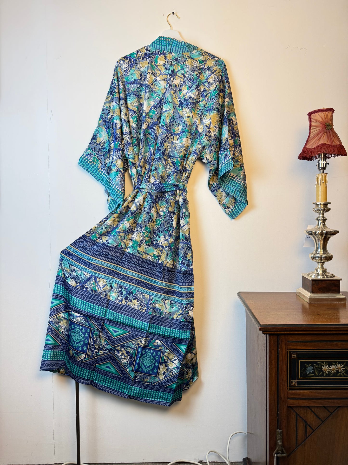 Vintage Saree Silk Kimono / Duster - Long