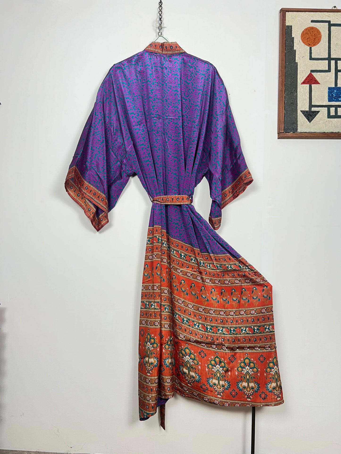 Vintage Saree Silk Kimono / Duster - Long - Wider Unisex Fit