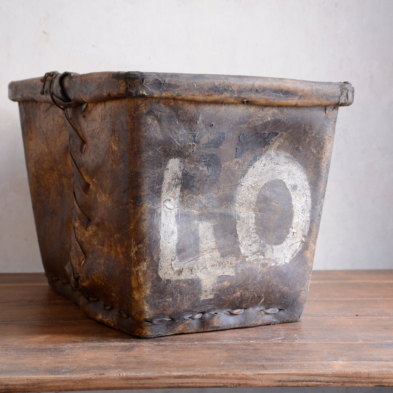 19th Century Buffalo Rawhide Mill Bucket - No 40