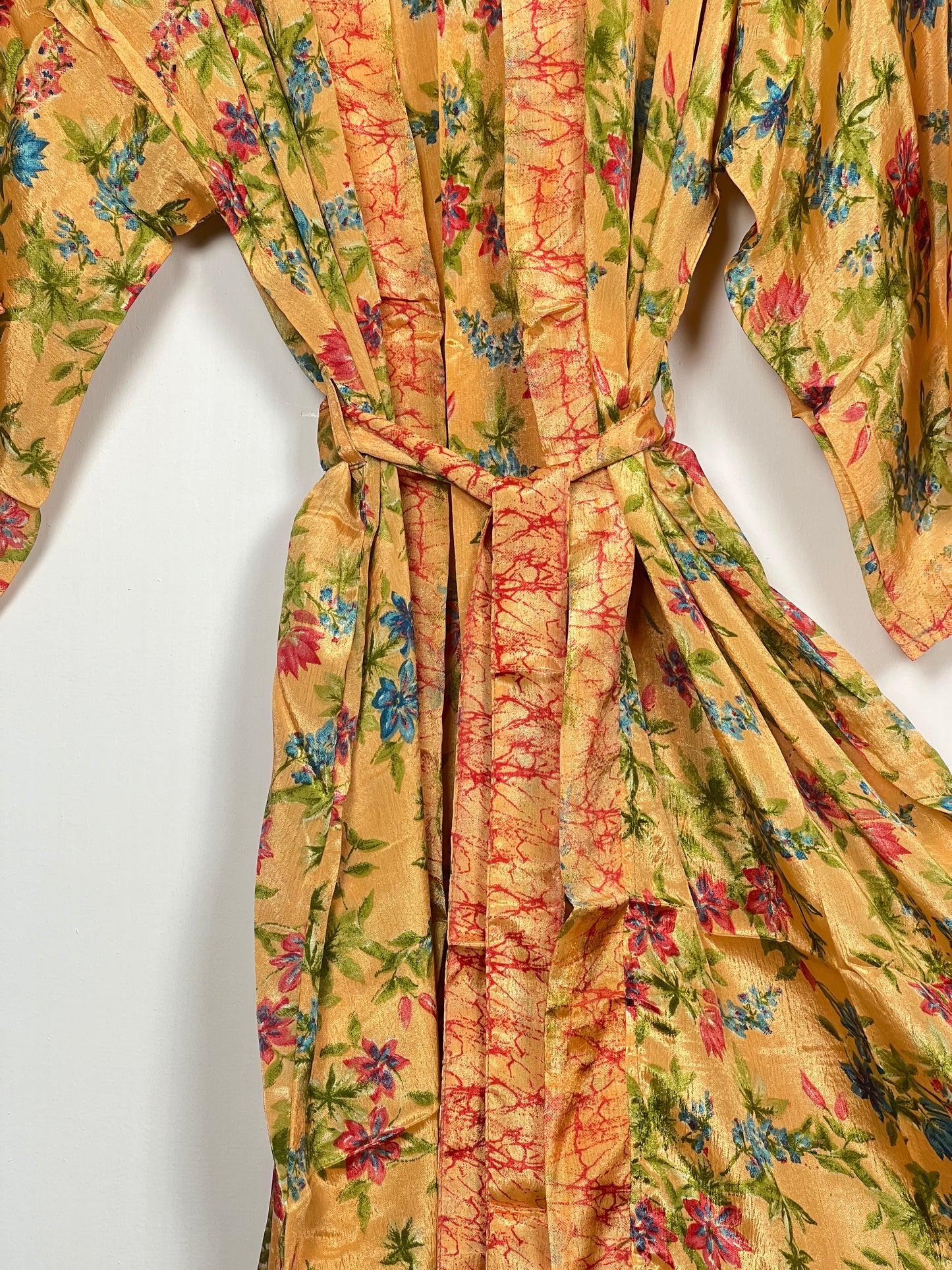 Vintage Saree Silk Kimono / Duster - Long - Wider Unisex Fit