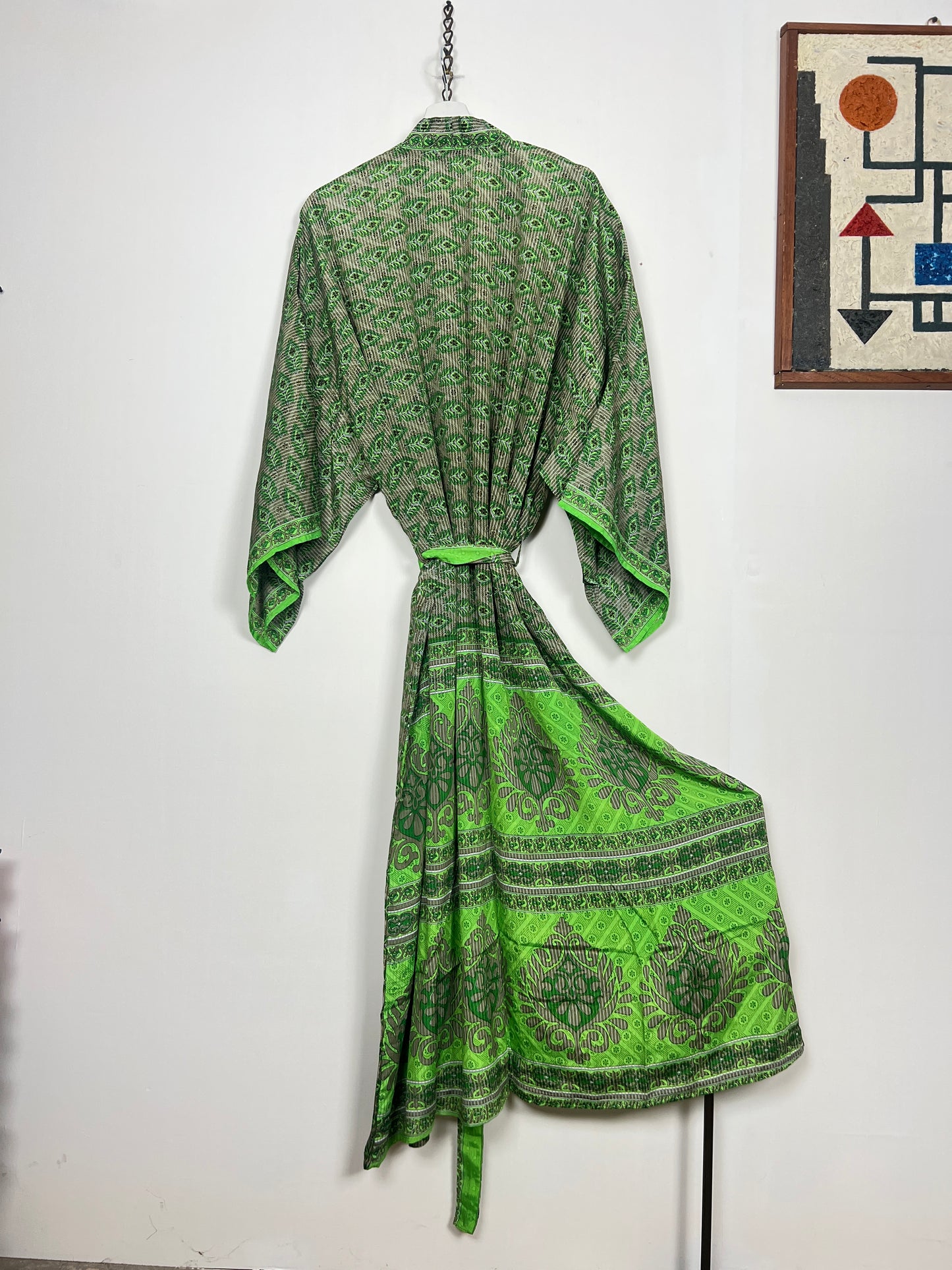 Vintage Saree Silk Kimono / Duster - Long - Wider Unisex Fit