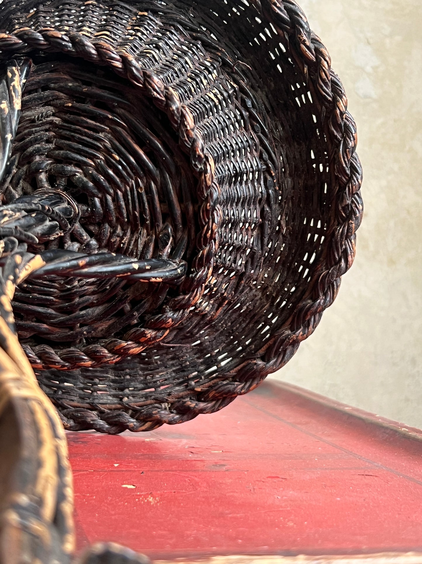 A Rare 19thC Wicker on Steel table-top Plant Stand