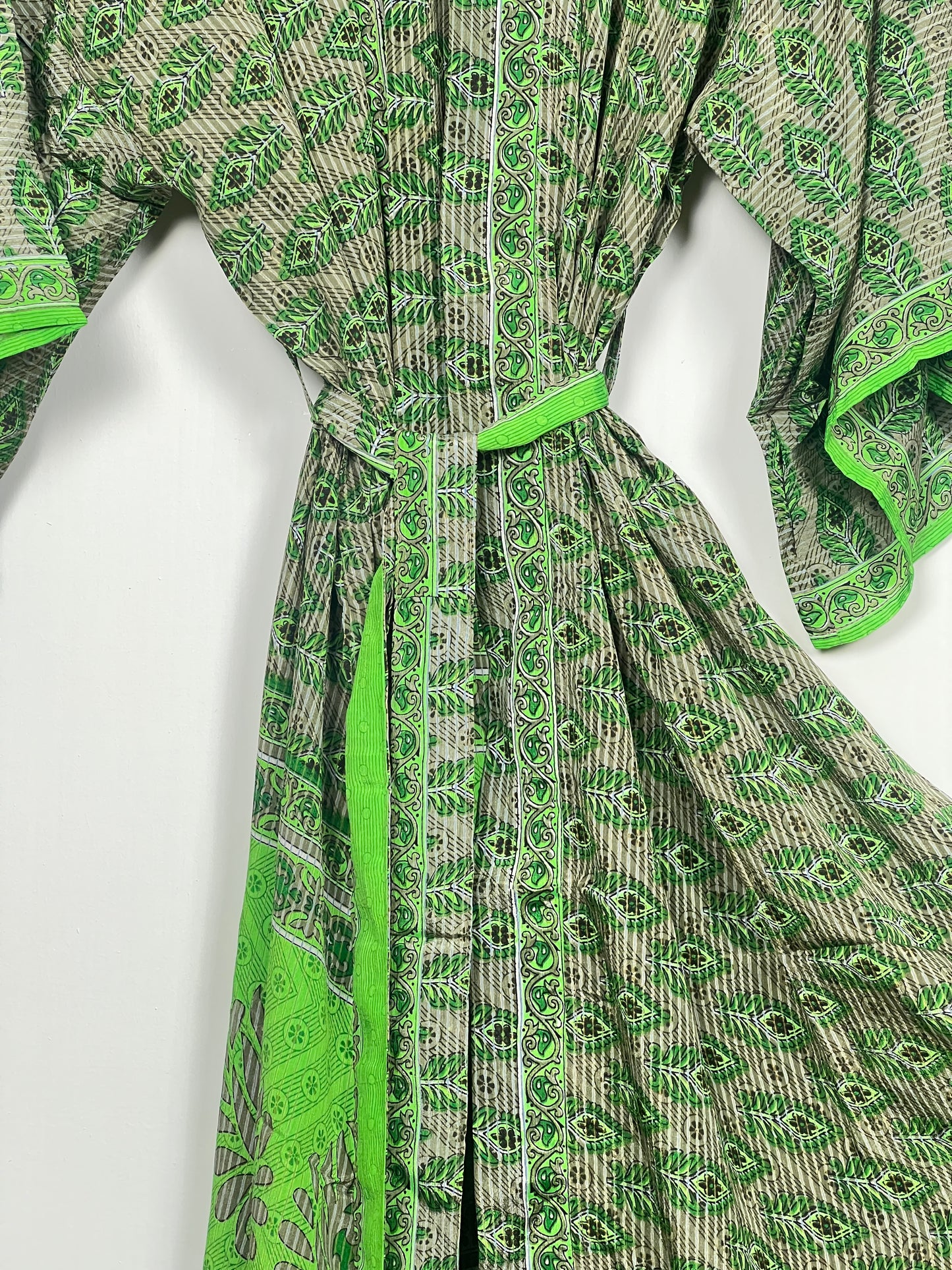 Vintage Saree Silk Kimono / Duster - Long - Wider Unisex Fit