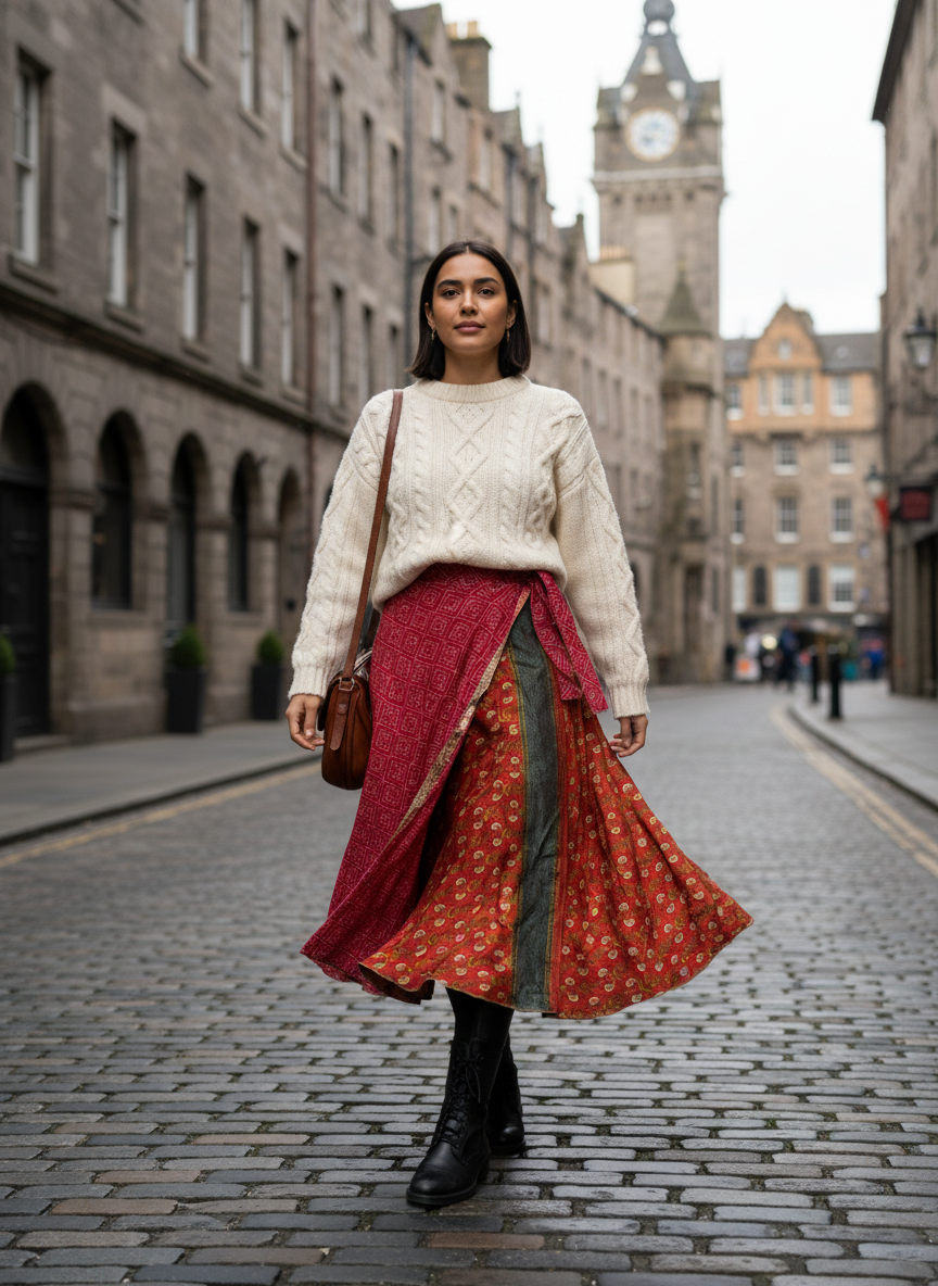 Vintage Saree Silk Wrap Skirt