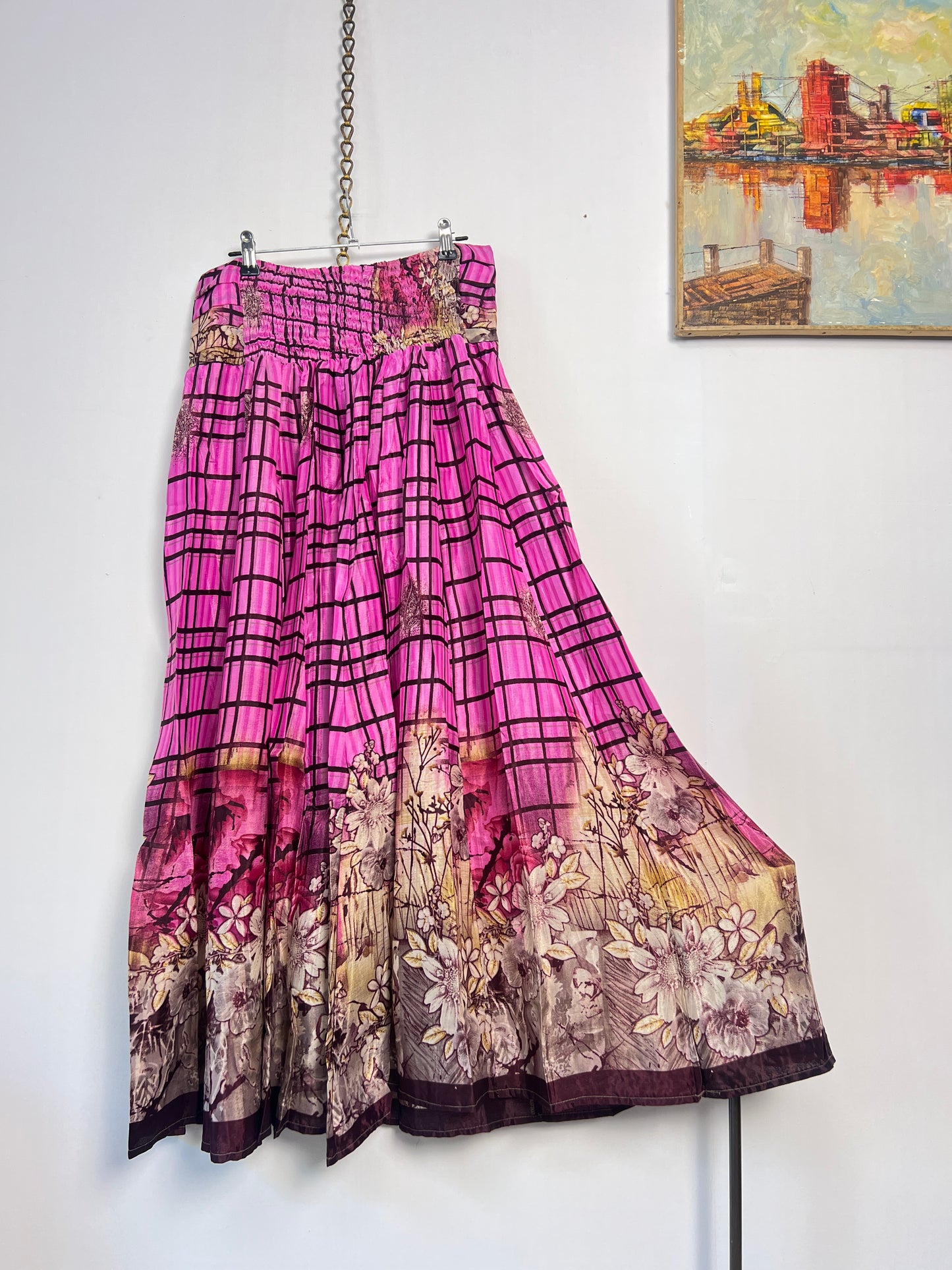 Vintage Saree Silk Pleated Skirt