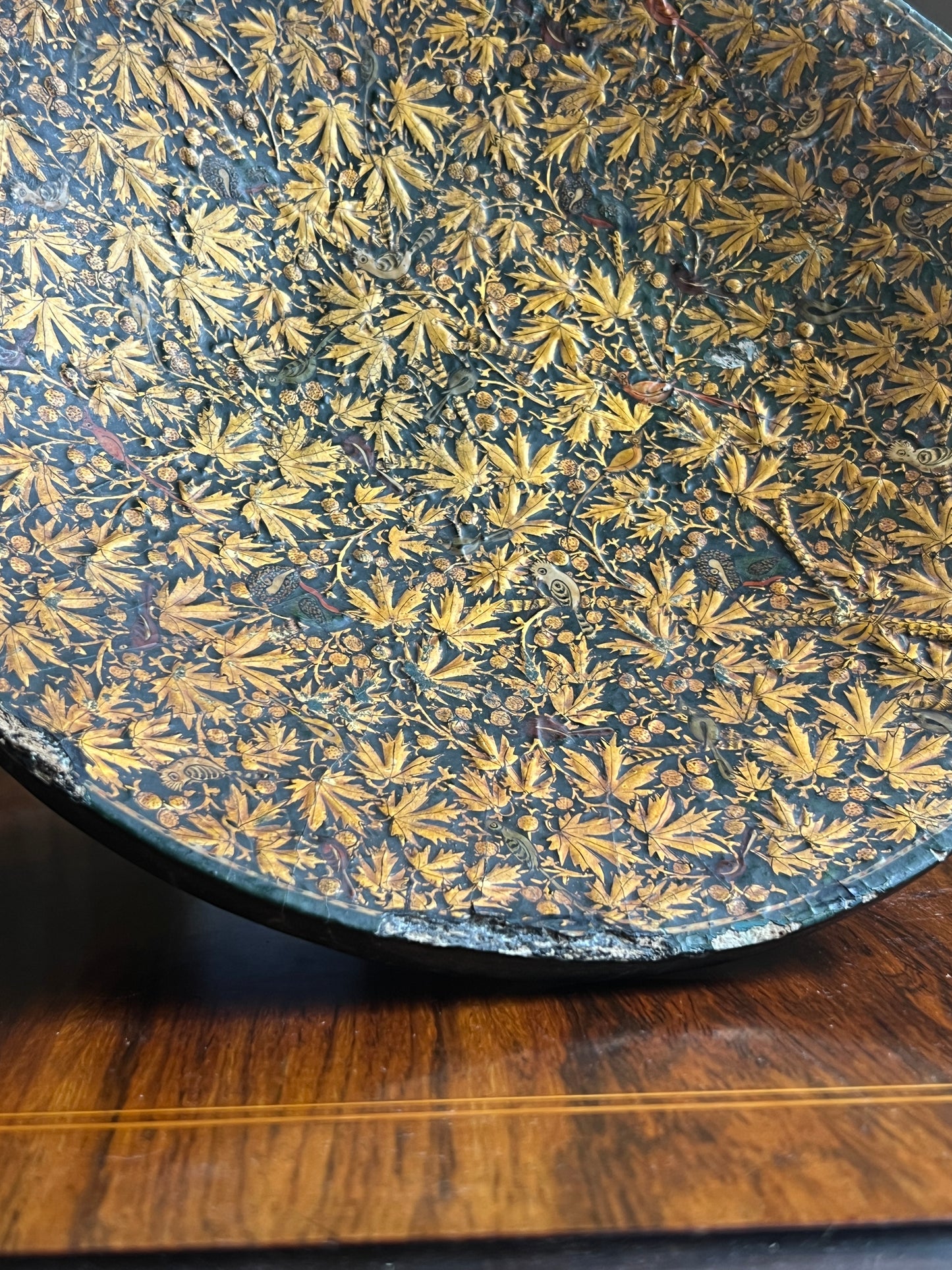 Late 19thC Kashmiri Papier-Mache Footed Dish