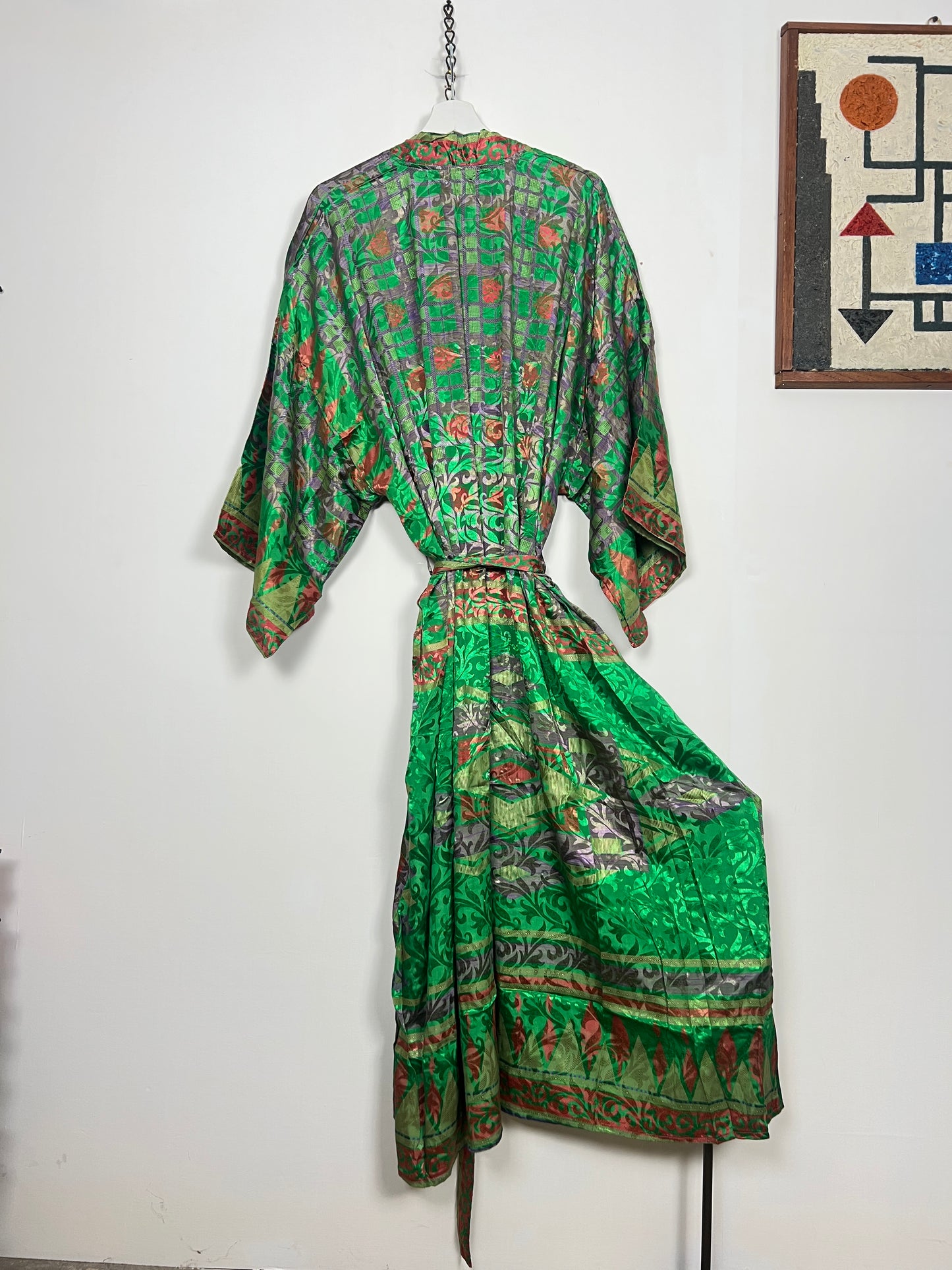 Vintage Saree Silk Kimono / Duster - Long - Wider Unisex Fit