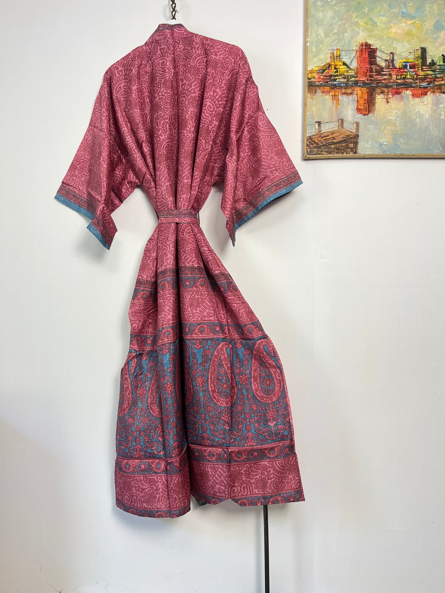 Vintage Saree Silk Kimono / Duster - Long