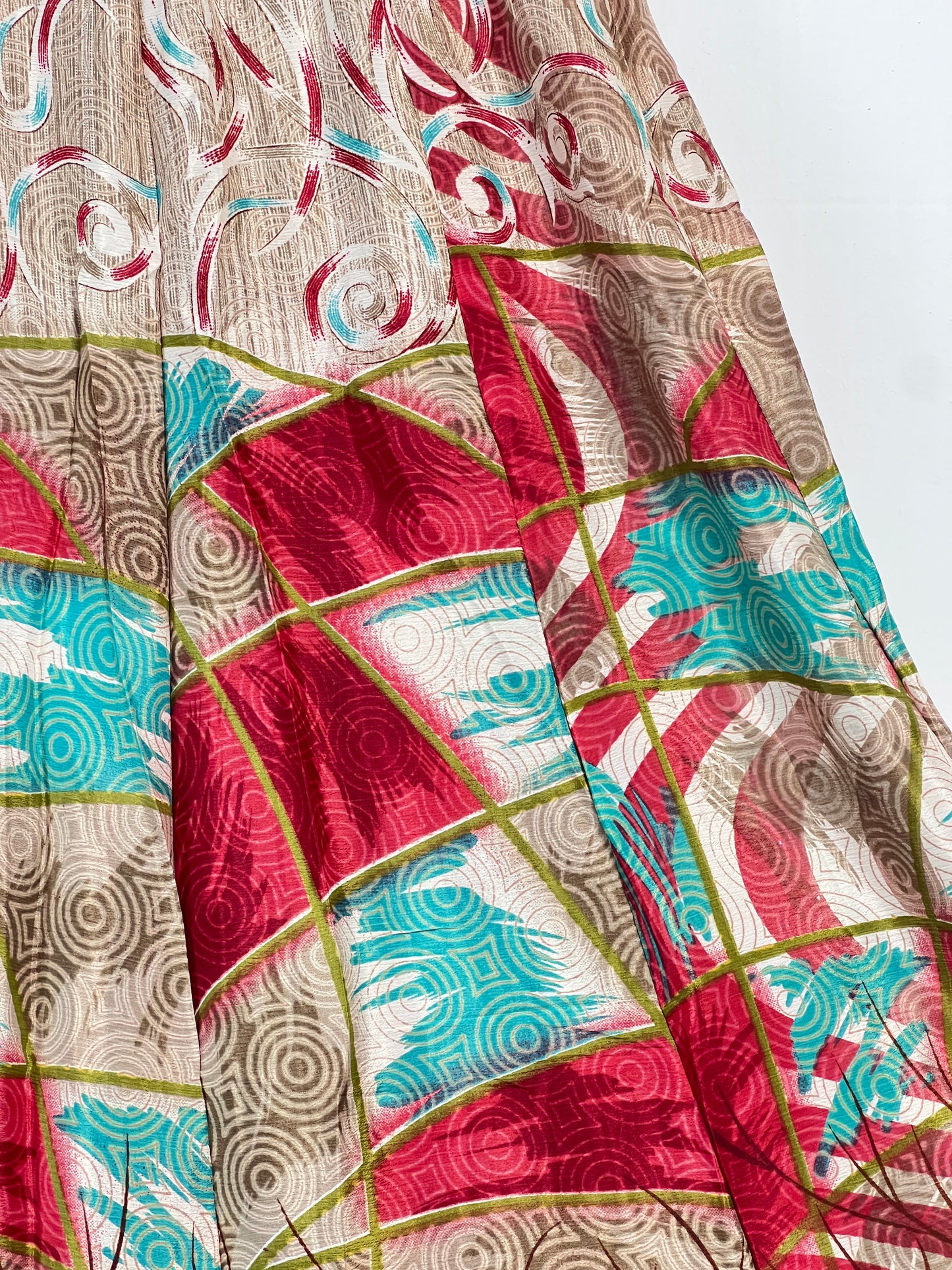 Vintage Saree Silk Pleated Skirt