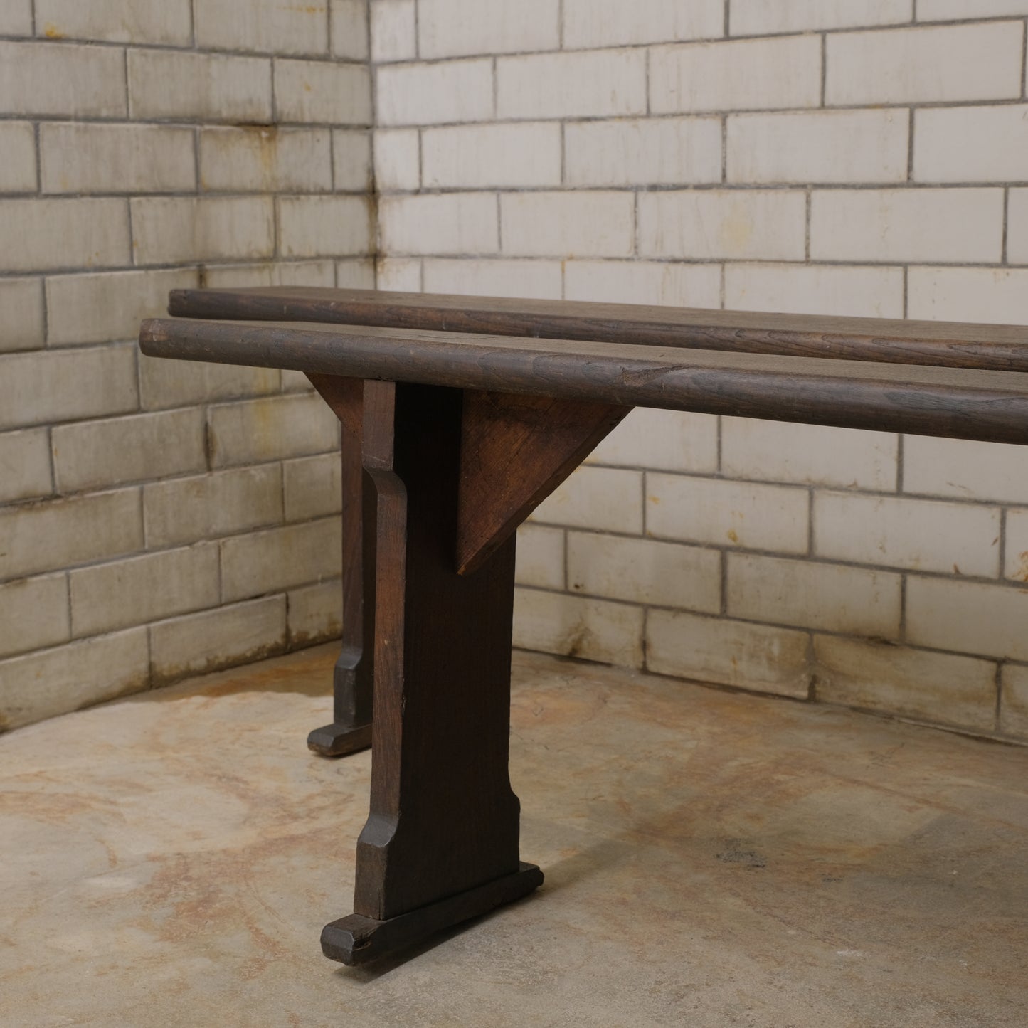 Pair French Fruitwood Farm Benches