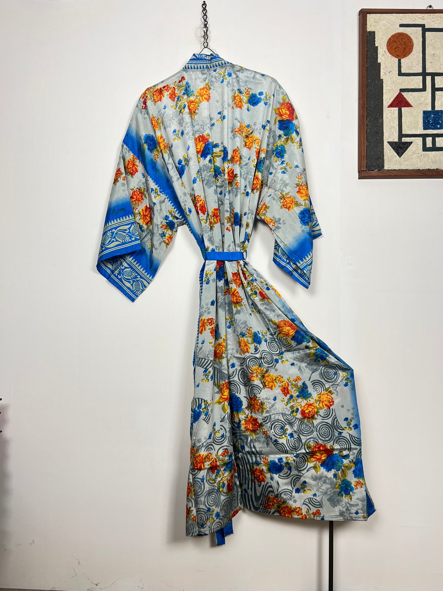 Vintage Saree Silk Kimono / Duster - Long - Wider Unisex Fit