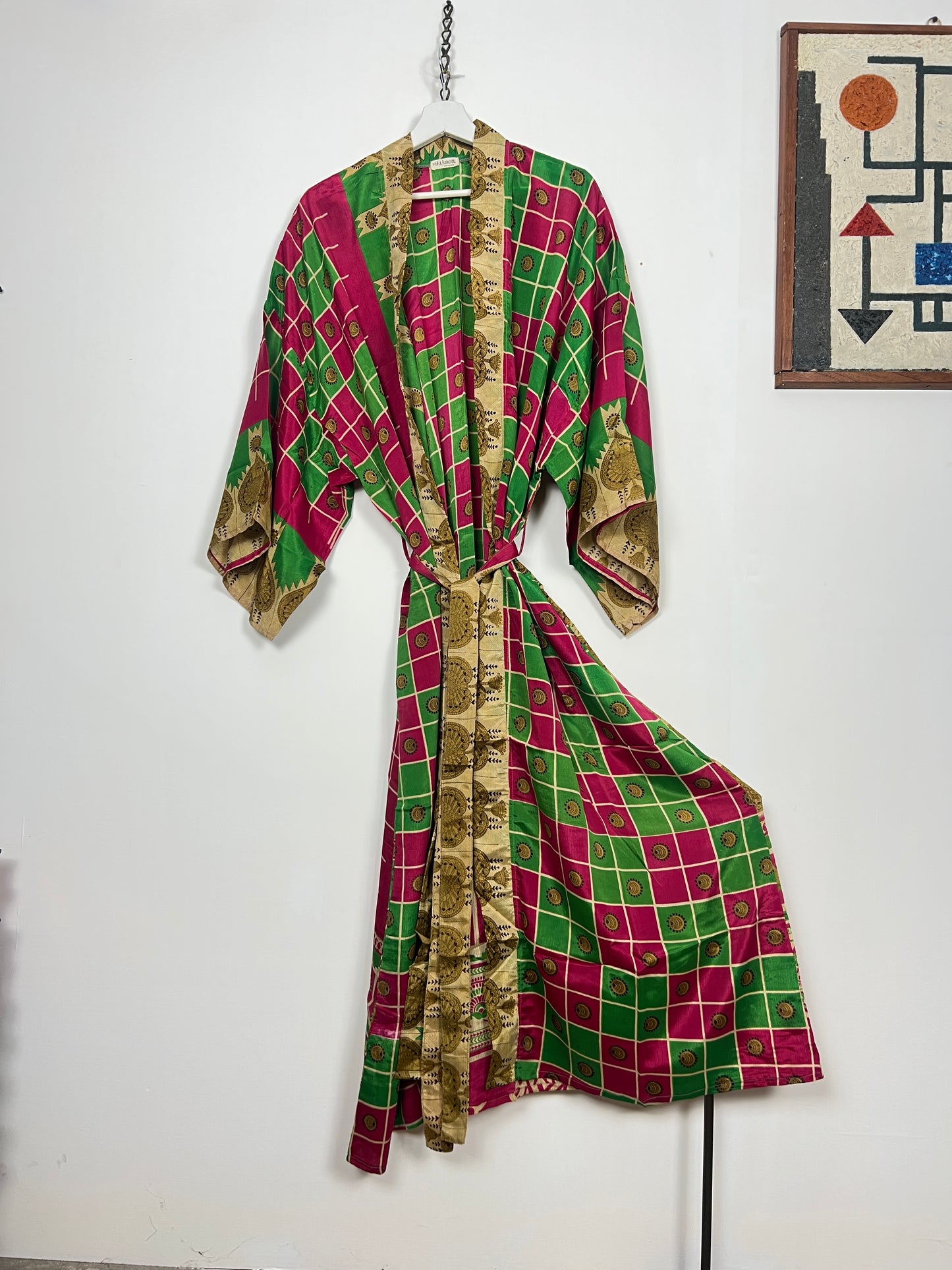 Vintage Saree Silk Kimono / Duster - Long - Wider Unisex Fit