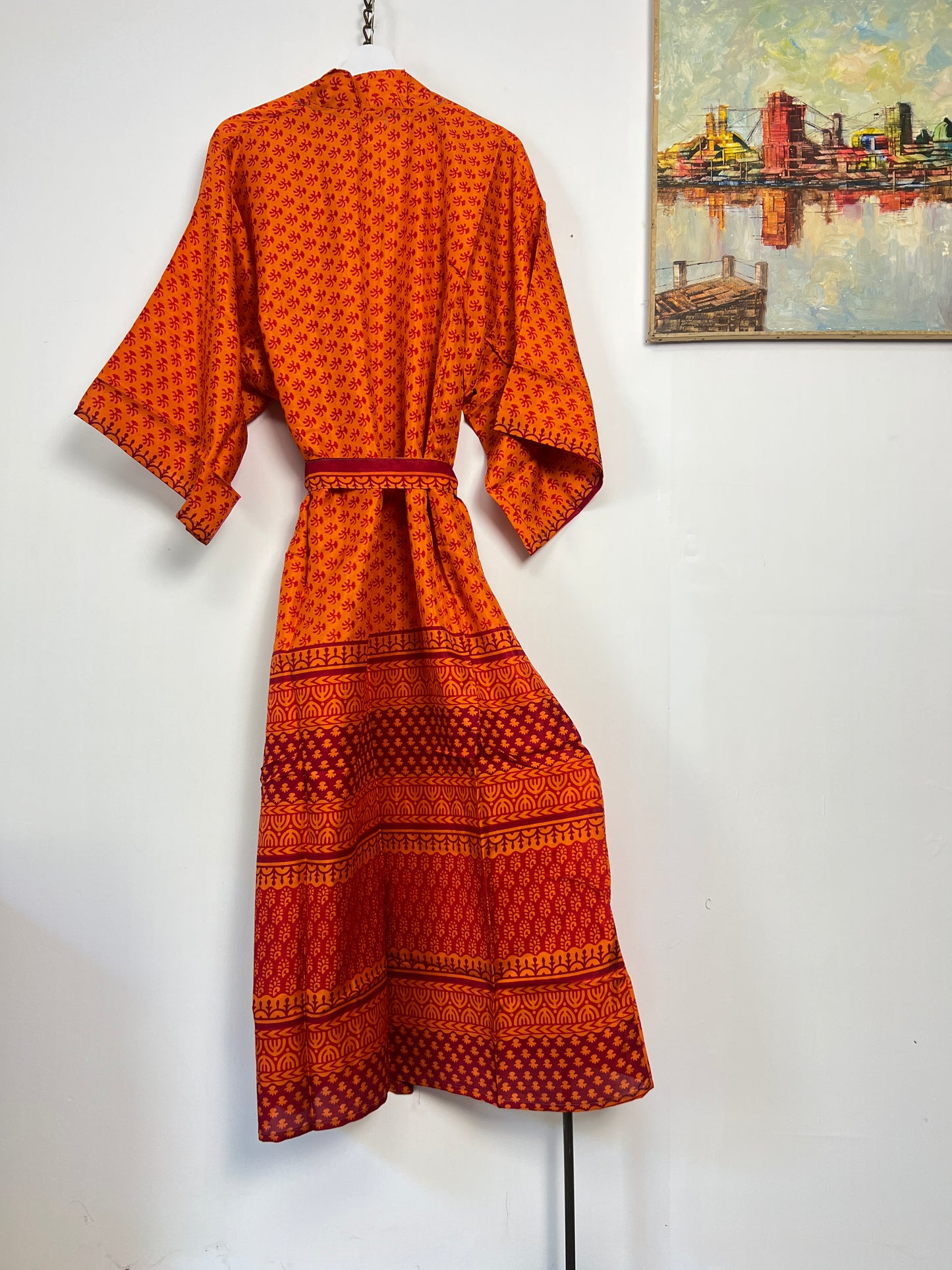 Vintage Saree Silk Kimono / Duster - Long