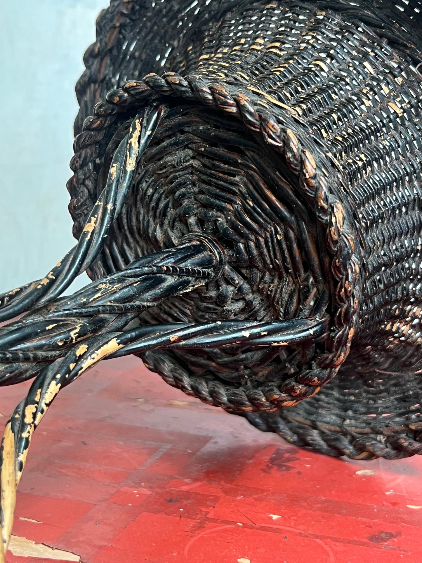 A Rare 19thC Wicker on Steel table-top Plant Stand