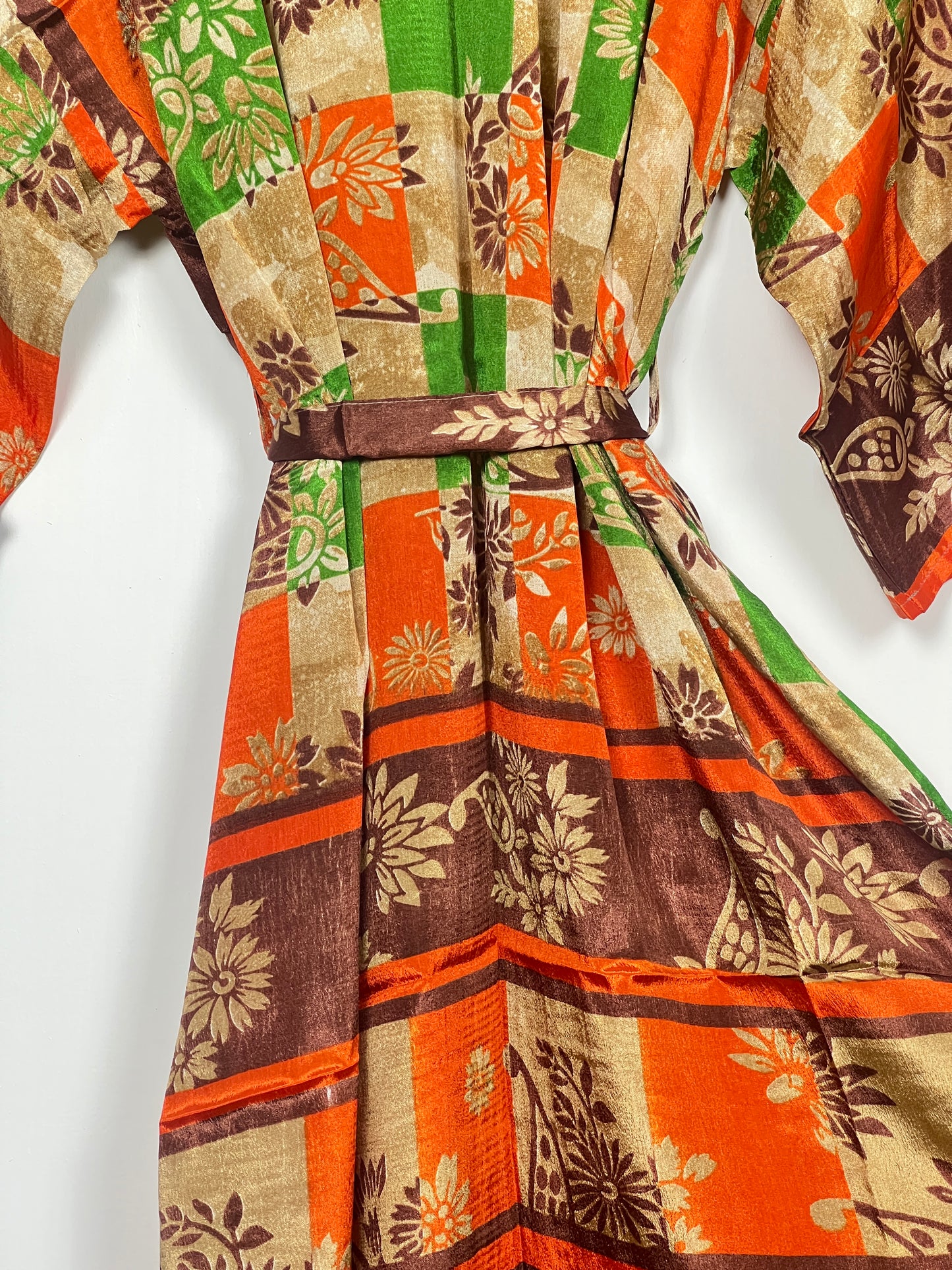Vintage Saree Silk Kimono / Duster - Long - Wider Unisex Fit