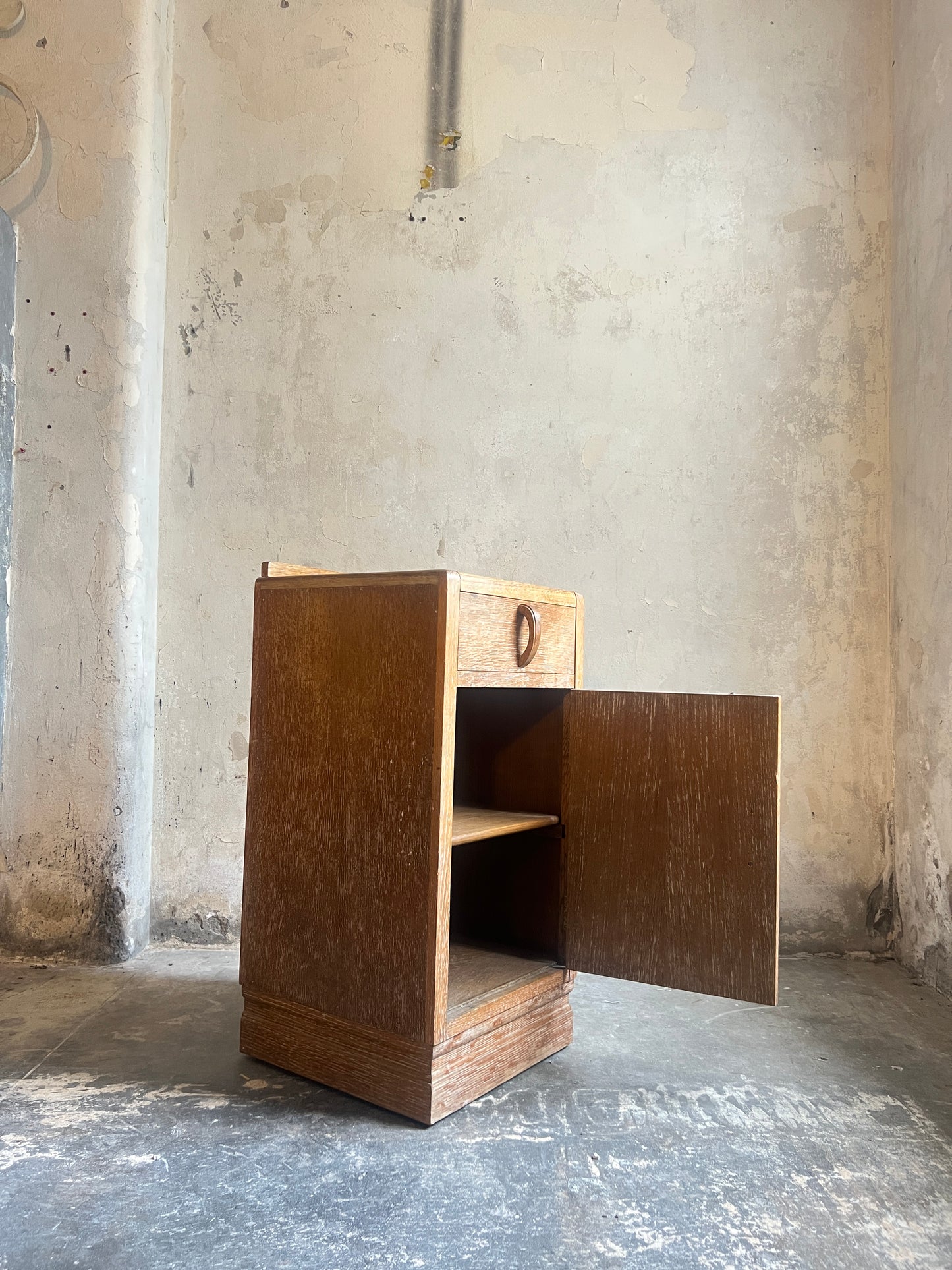 1930’s Limed Oak Bedside Cabinet