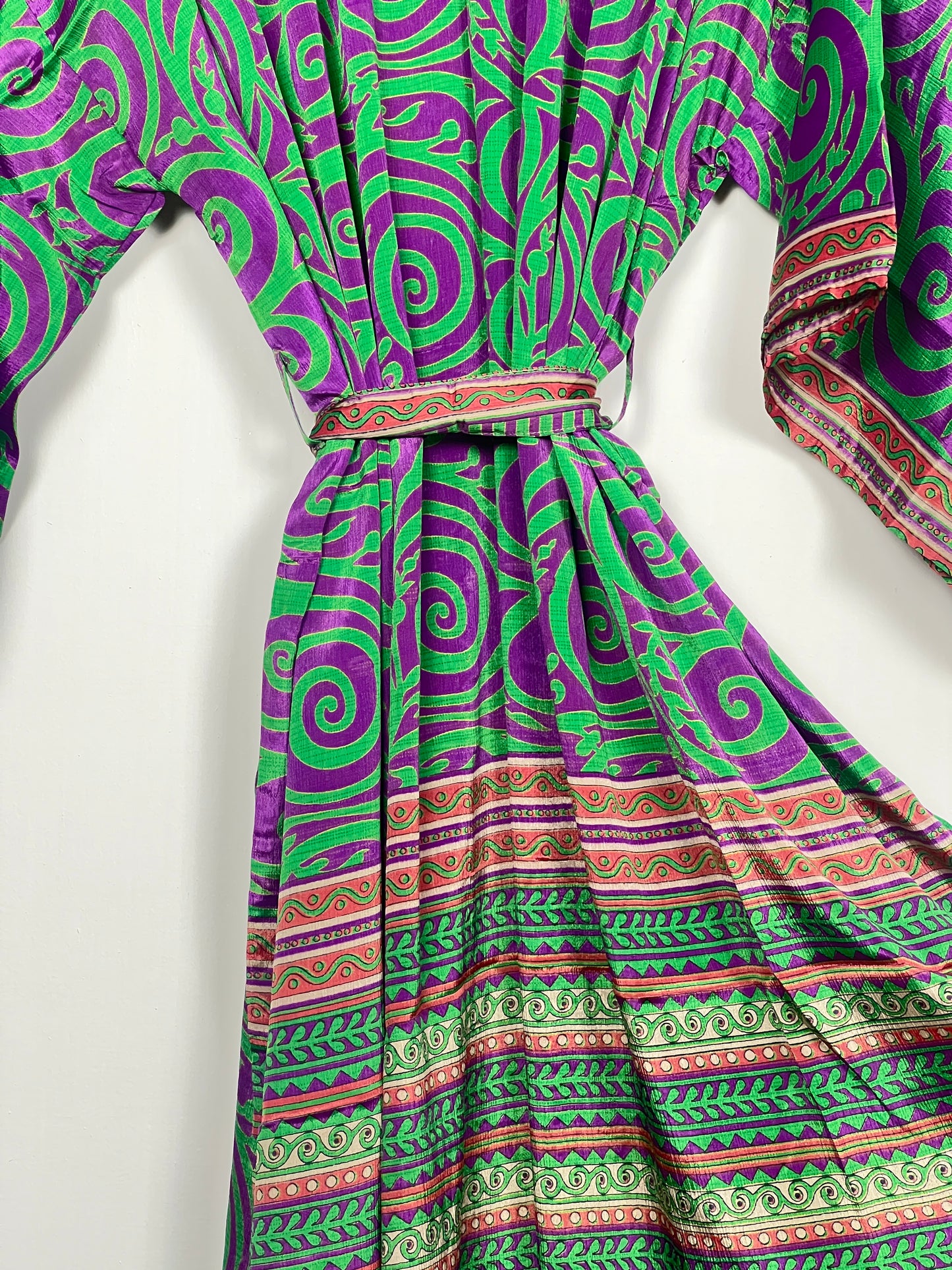 Vintage Saree Silk Kimono / Duster - Long - Wider Unisex Fit