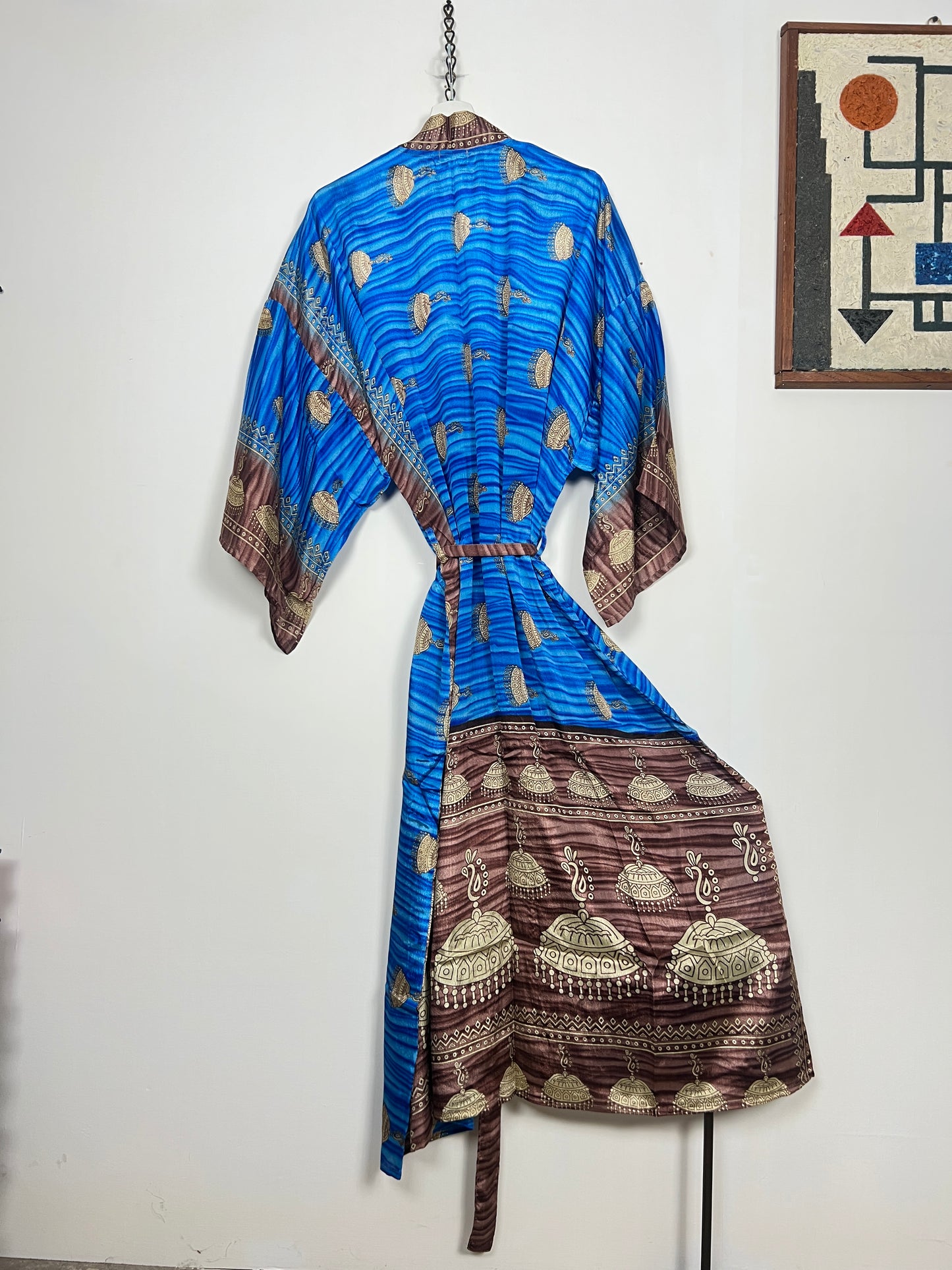 Vintage Saree Silk Kimono / Duster - Long - Wider Unisex Fit