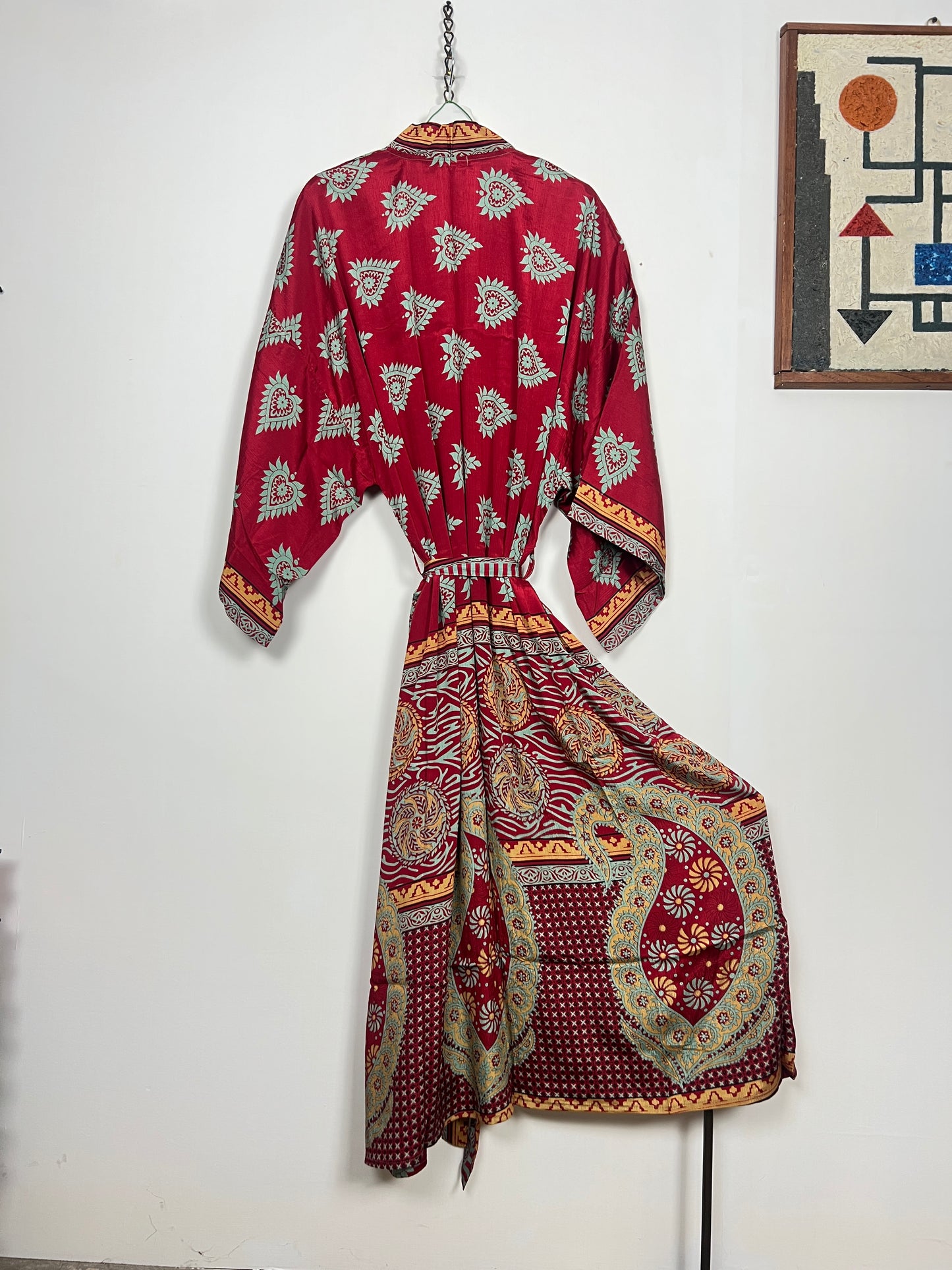 Vintage Saree Silk Kimono / Duster - Long - Wider Unisex Fit