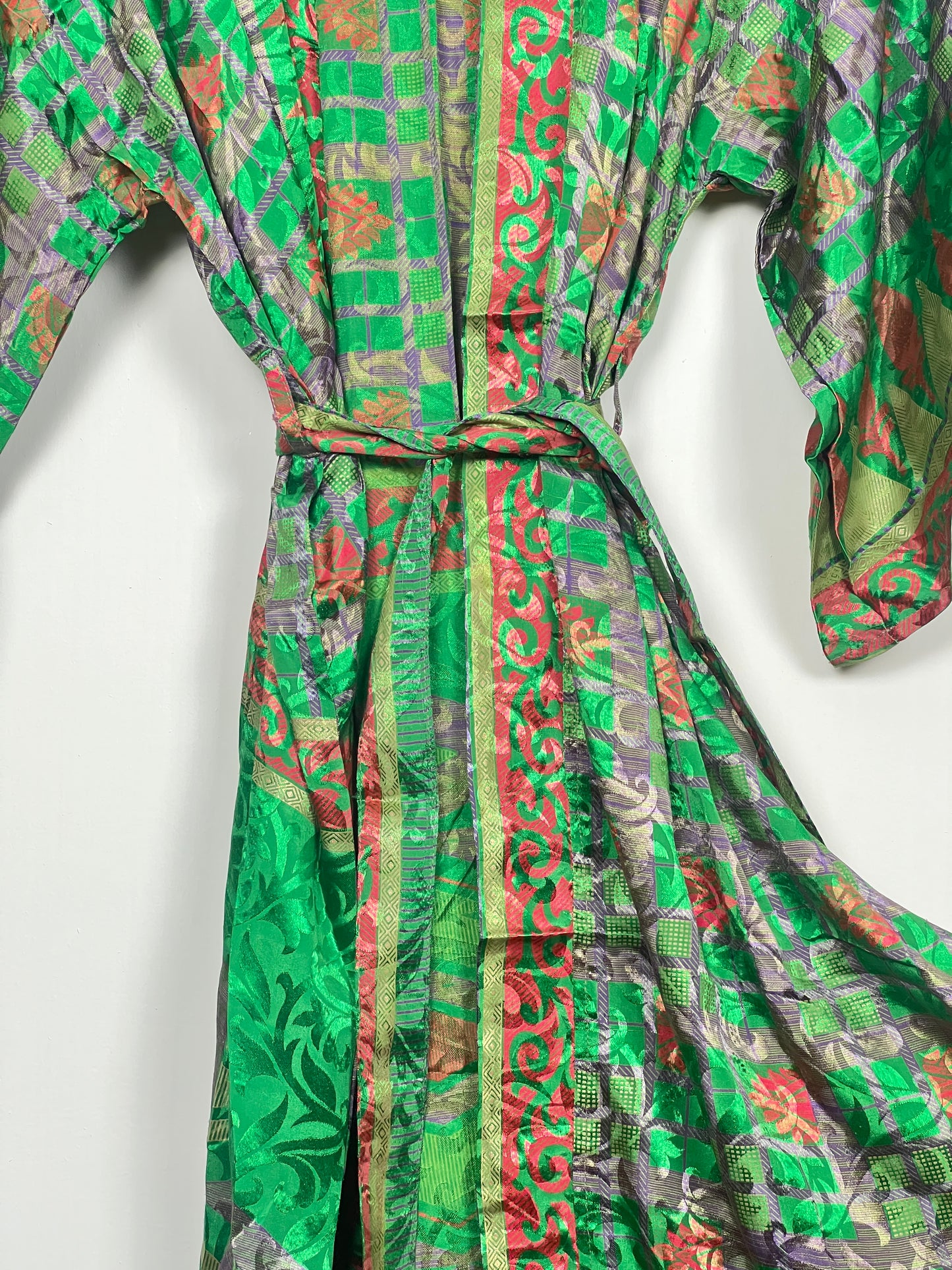 Vintage Saree Silk Kimono / Duster - Long - Wider Unisex Fit