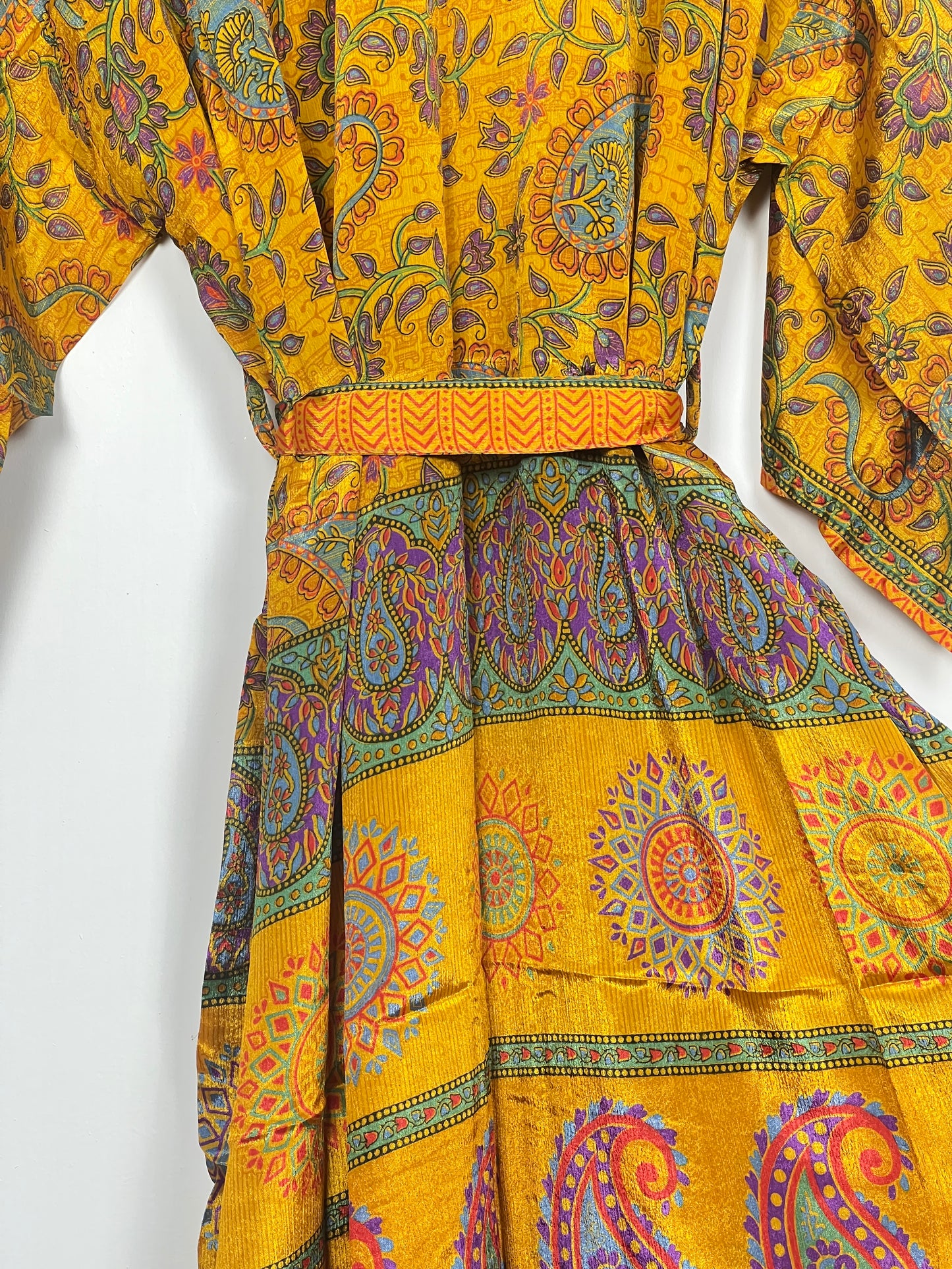 Vintage Saree Silk Kimono / Duster - Long - Wider Unisex Fit