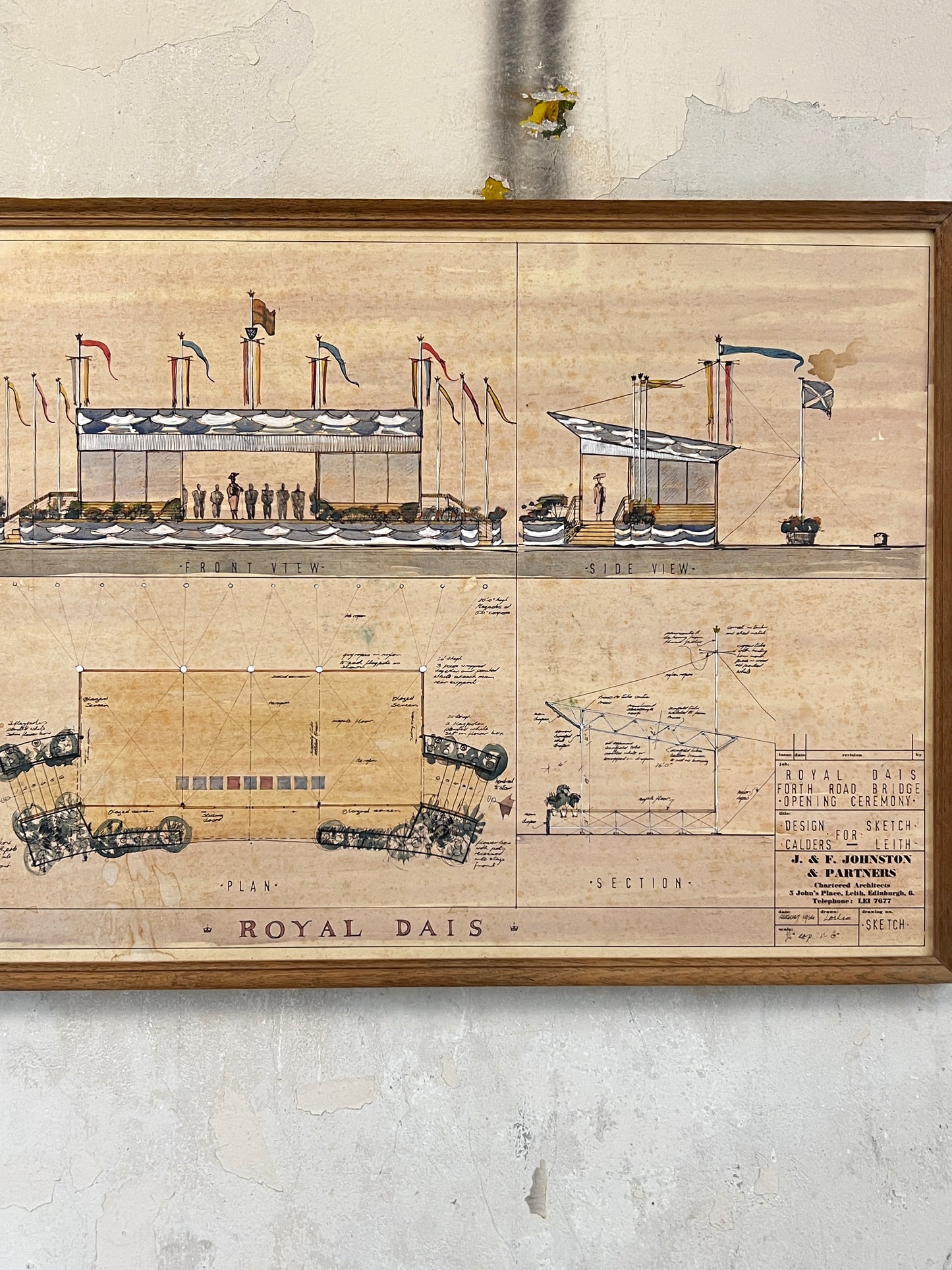 Original plans for the Royal Dais used during the opening ceremony of the Forth Road Bridge