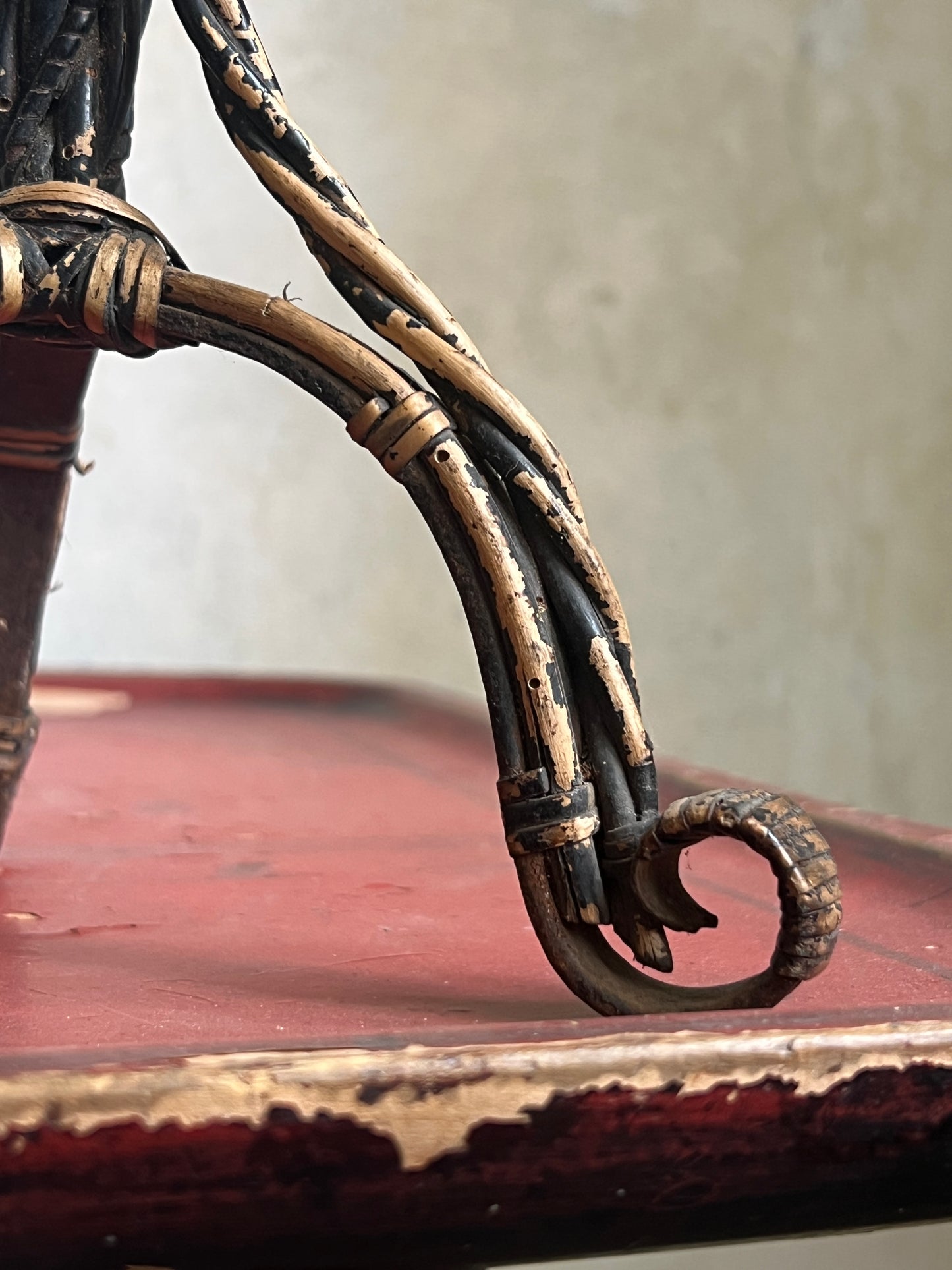 A Rare 19thC Wicker on Steel table-top Plant Stand