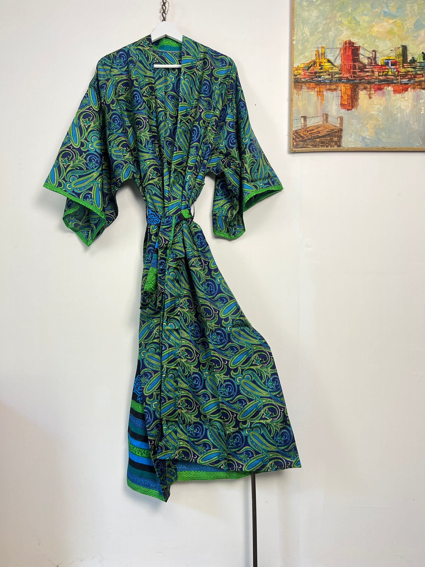 Vintage Saree Silk Kimono / Duster - Long