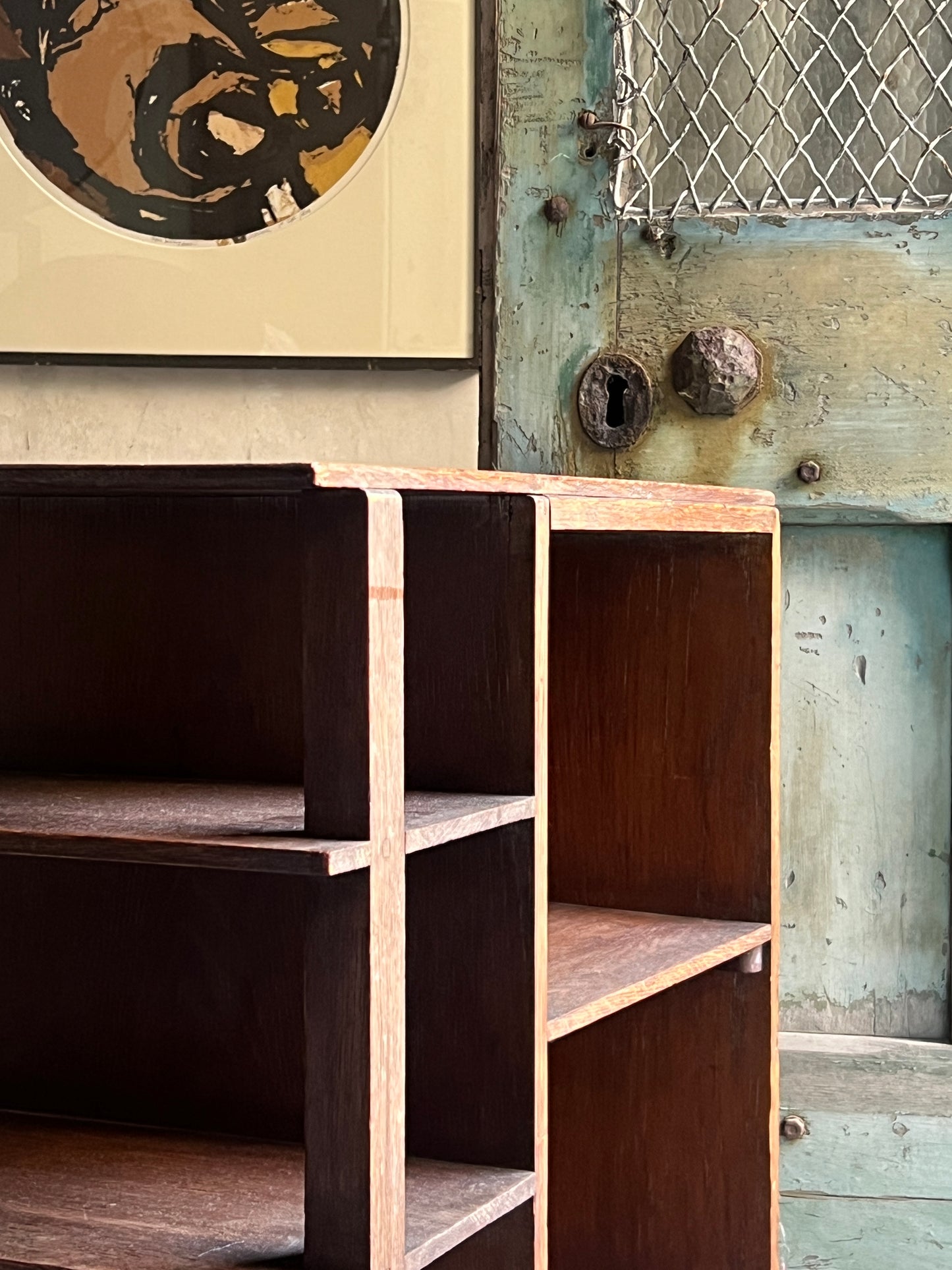 English Three Sided Modernist Compact Bookcase ~ 1930’s