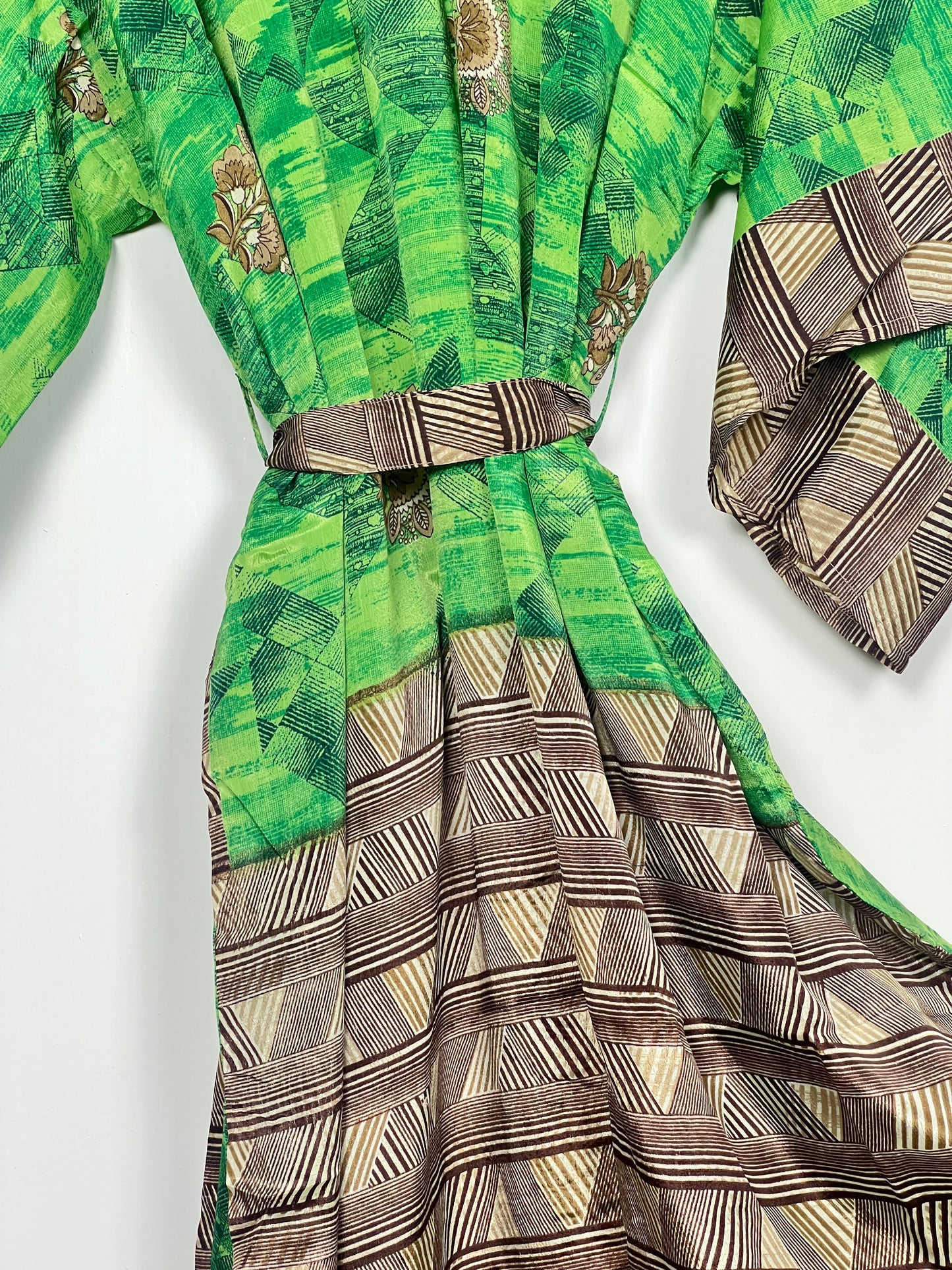 Vintage Saree Silk Kimono / Duster - Long - Wider Unisex Fit