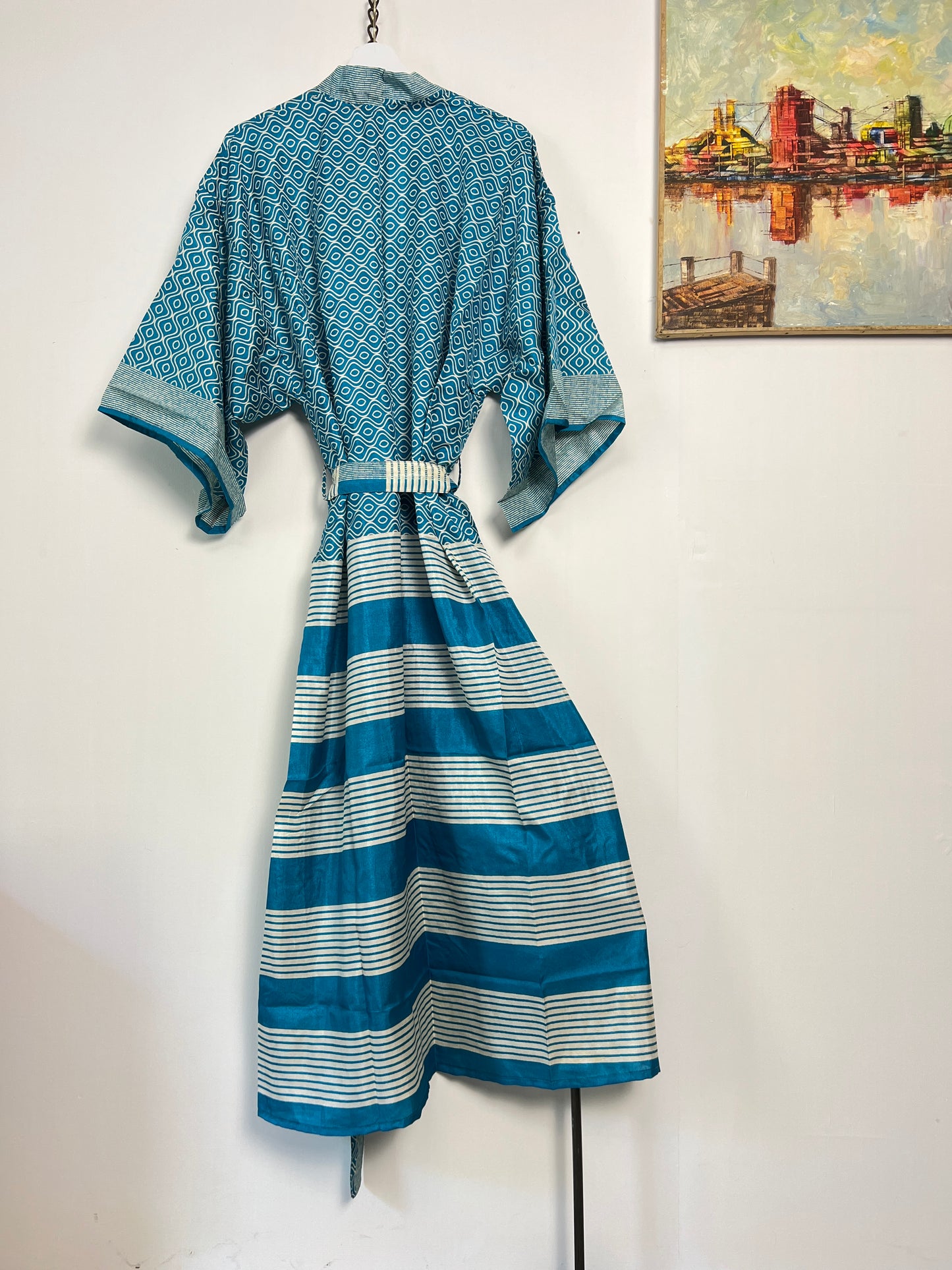 Vintage Saree Silk Kimono / Duster - Long