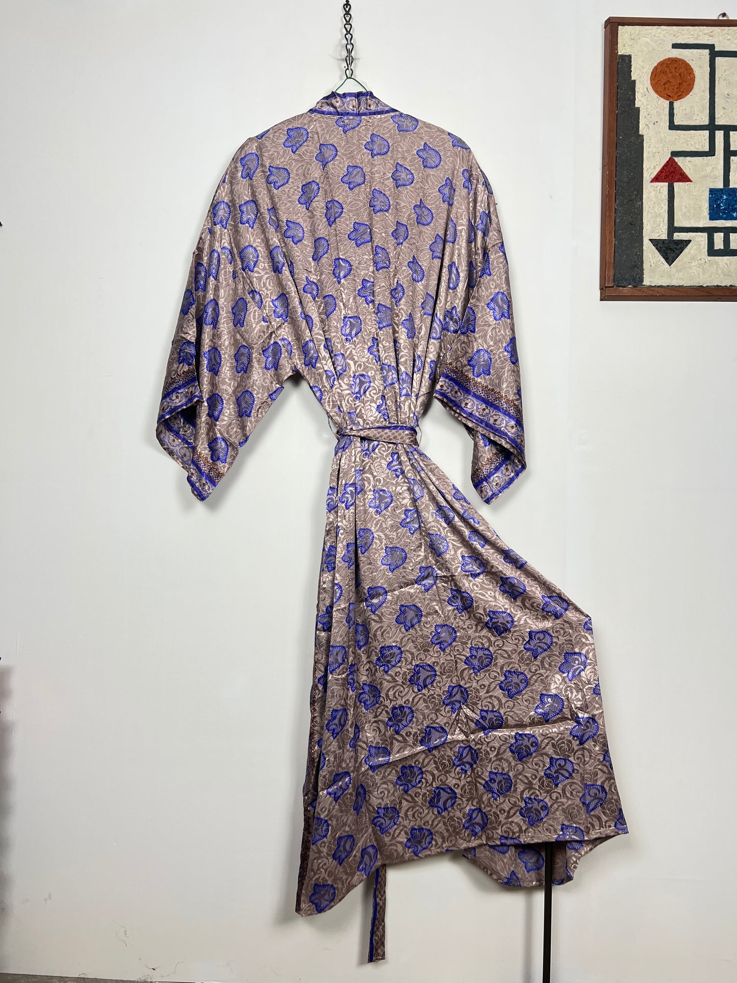 Vintage Saree Silk Kimono / Duster - Long - Wider Unisex Fit