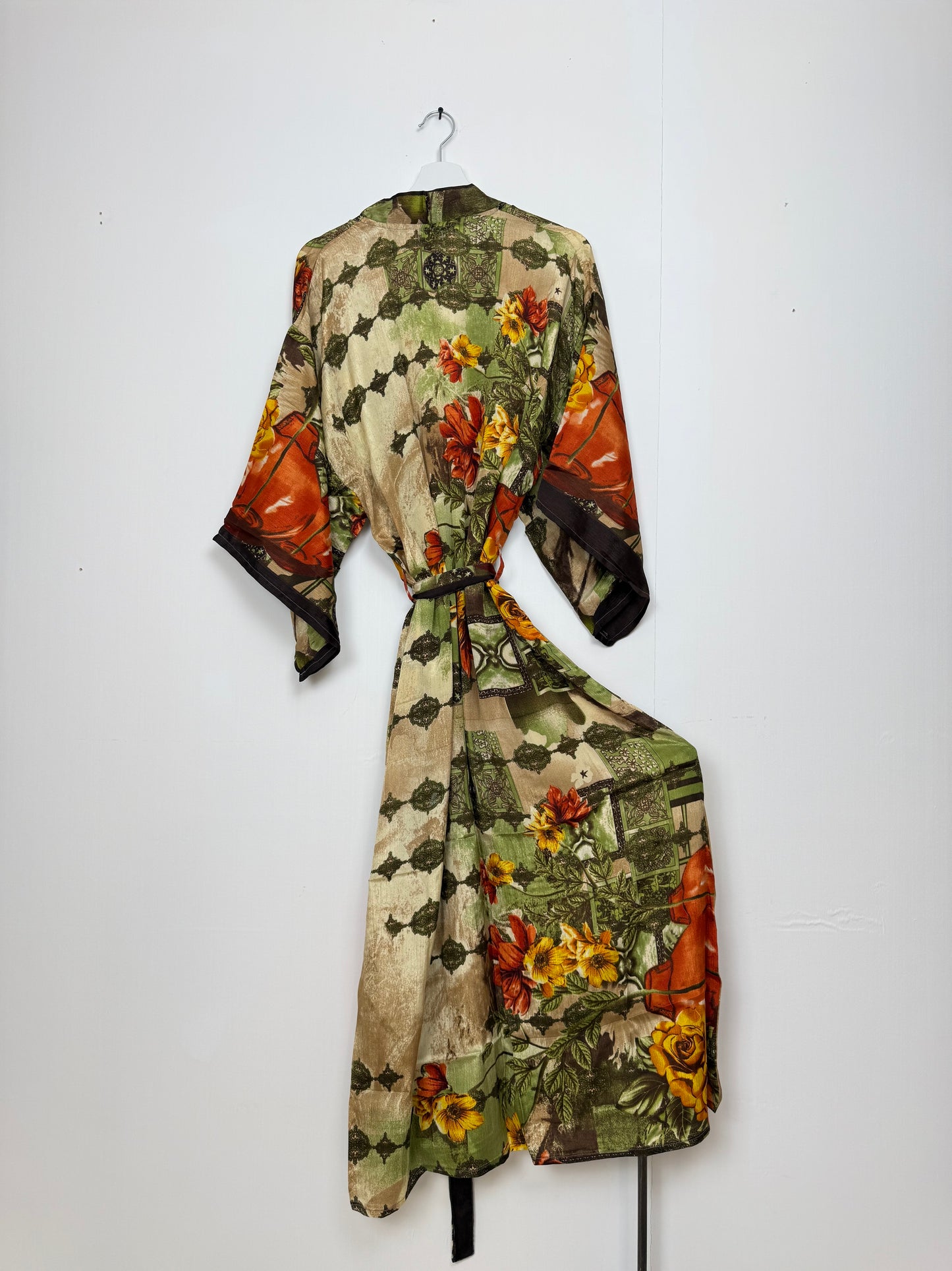 Vintage Saree Silk Kimono / Duster - Long