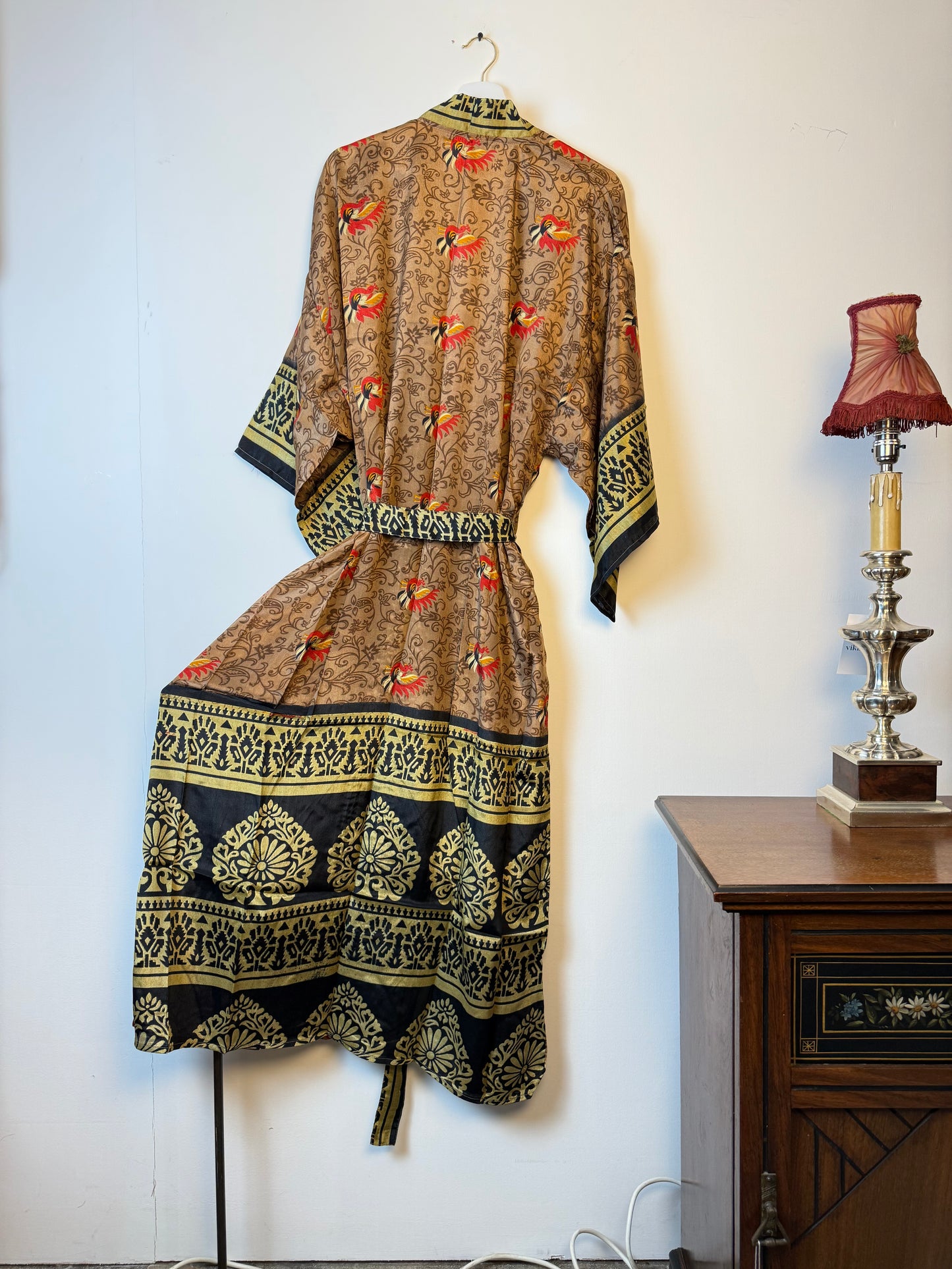 Vintage Saree Silk Kimono / Duster - Long