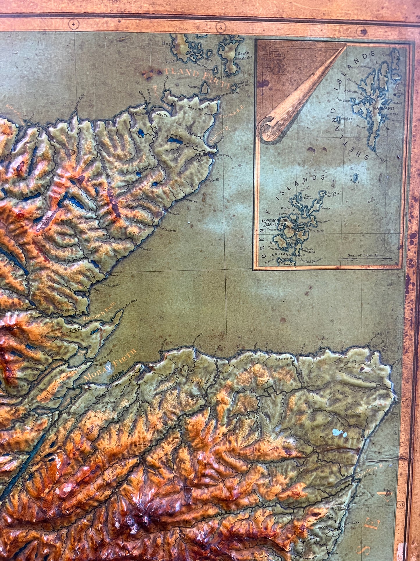 Late 19thC Relief Map of Scotland